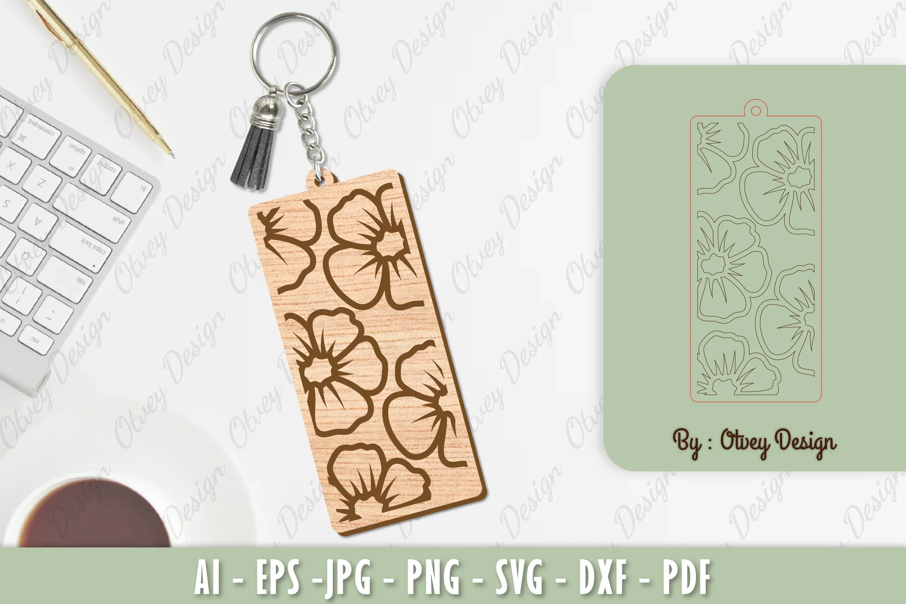 Flower Keychain Laser Cut SVG Bundle