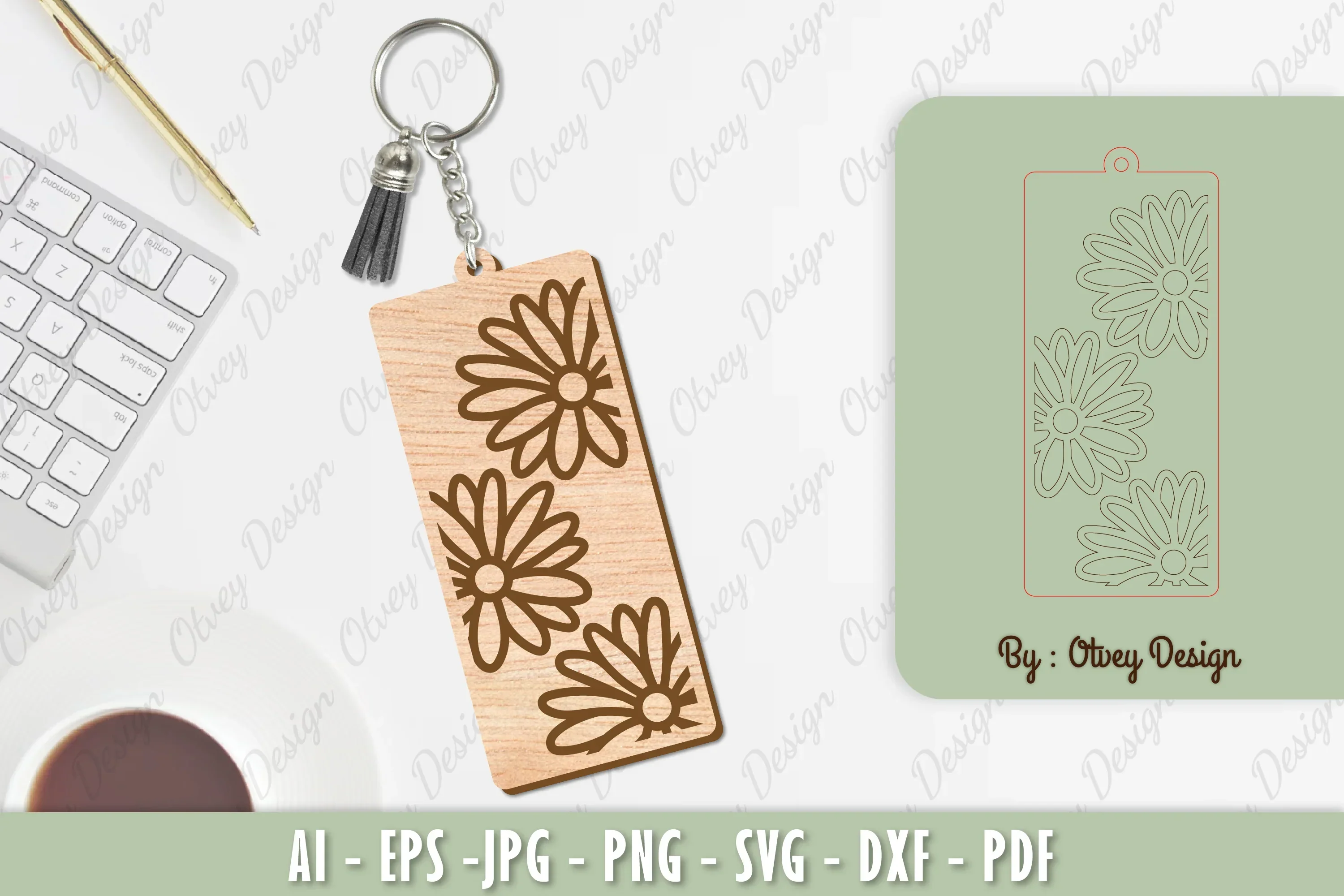 Flower Keychain Laser Cut SVG Bundle