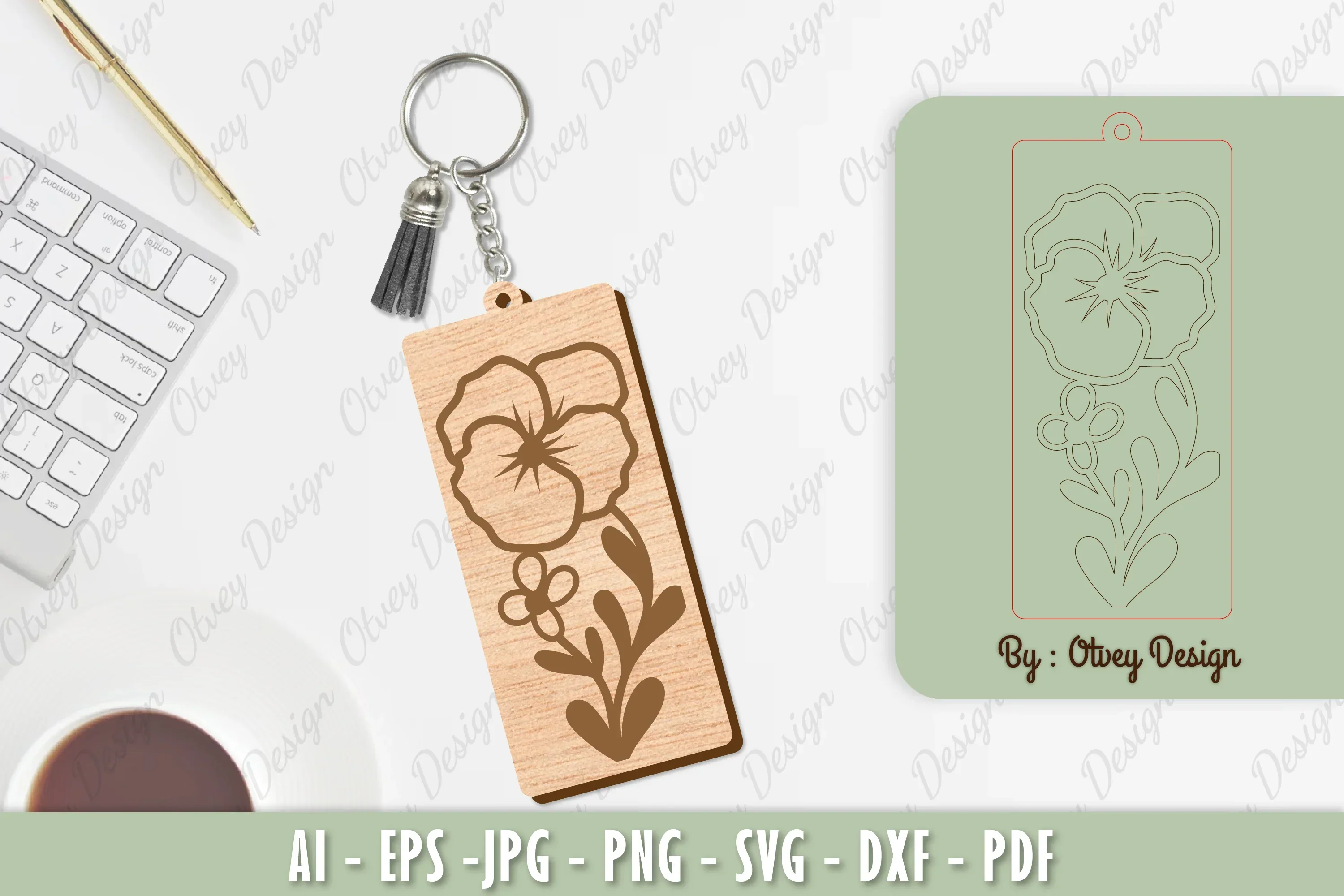 Flower Keychain Laser Cut SVG Bundle