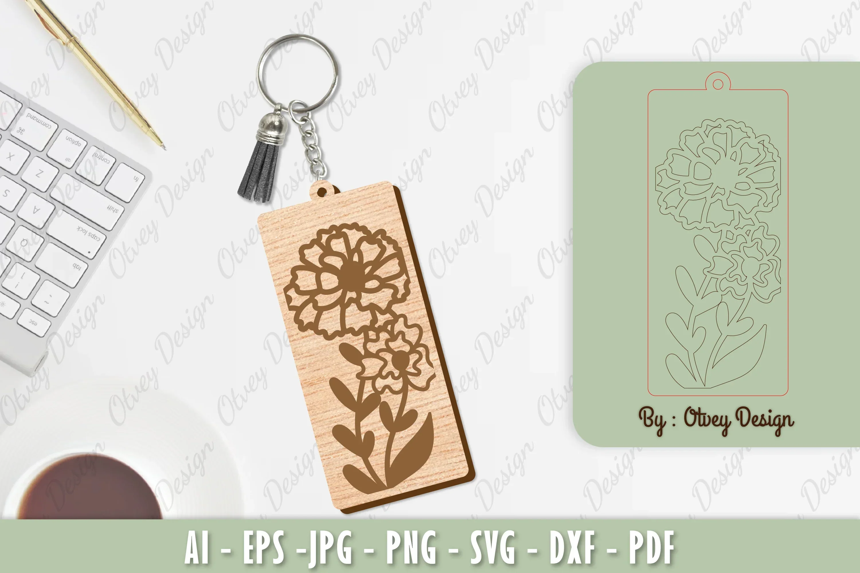 Flower Keychain Laser Cut SVG Bundle