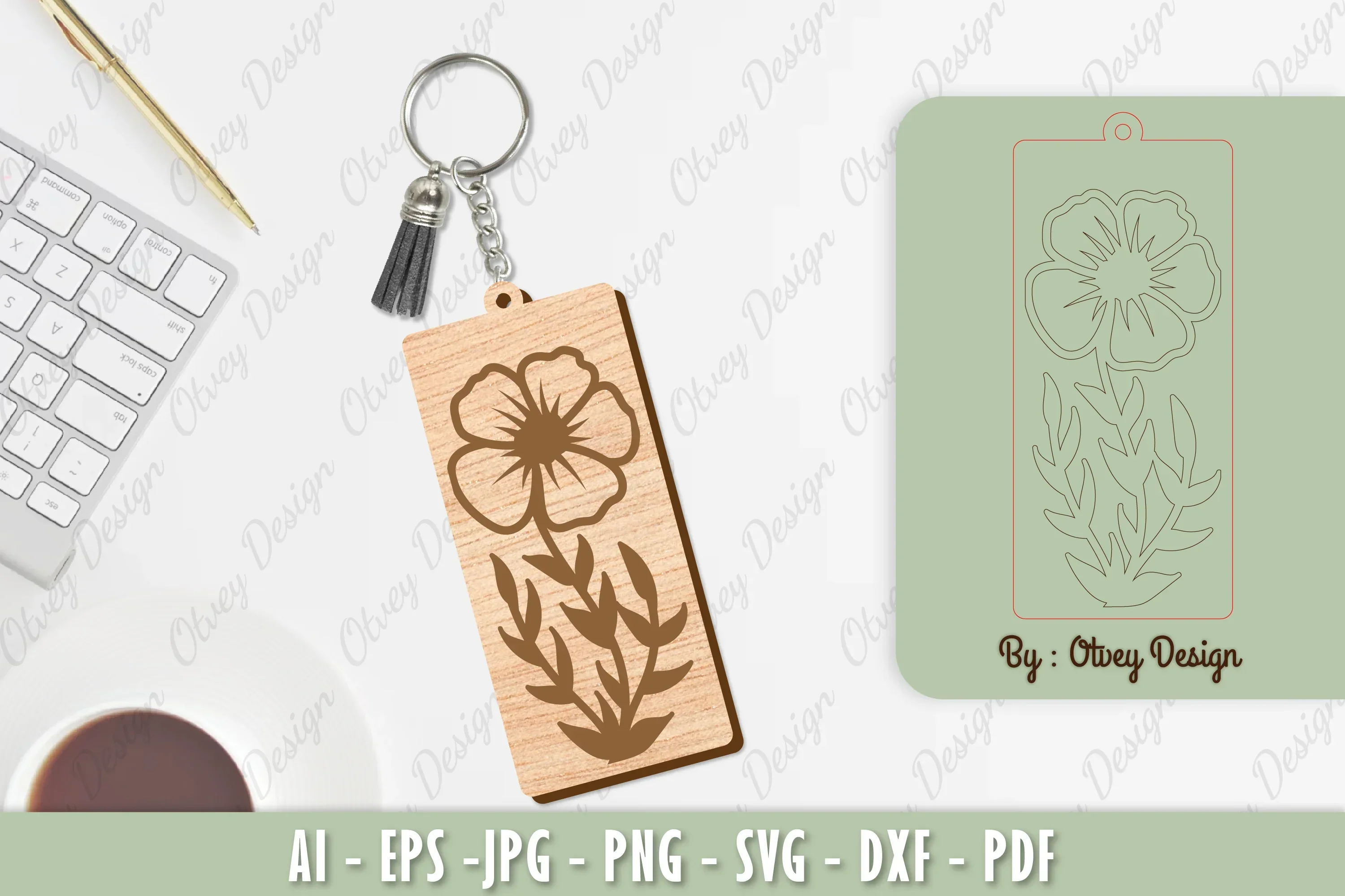 Flower Keychain Laser Cut SVG Bundle