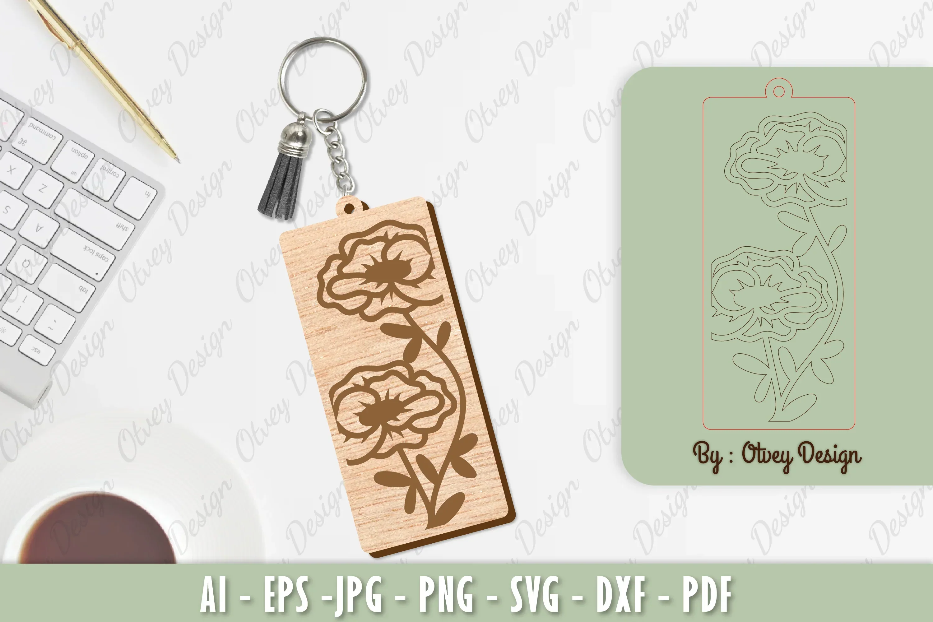 Flower Keychain Laser Cut SVG Bundle