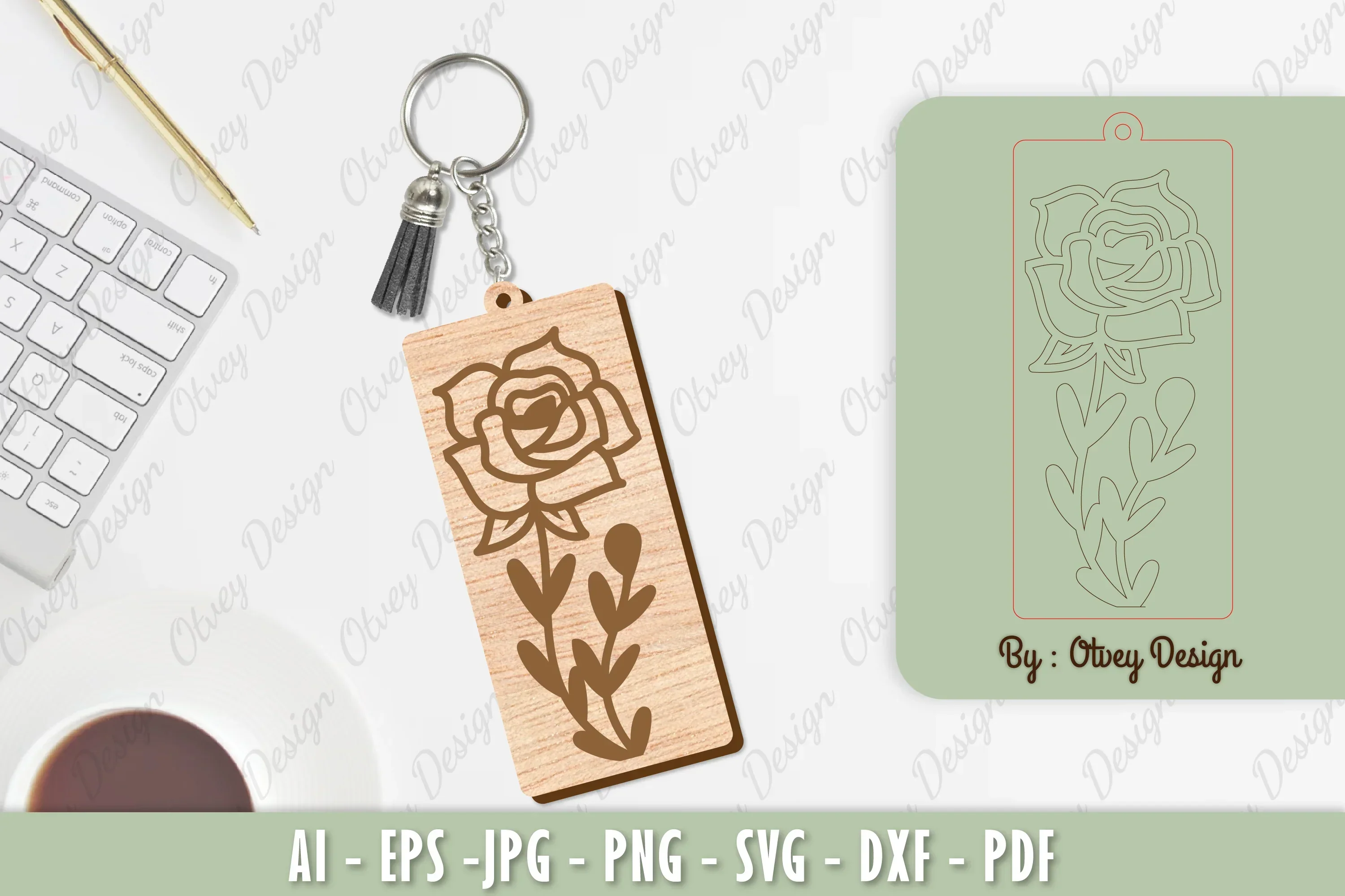 Flower Keychain Laser Cut SVG Bundle