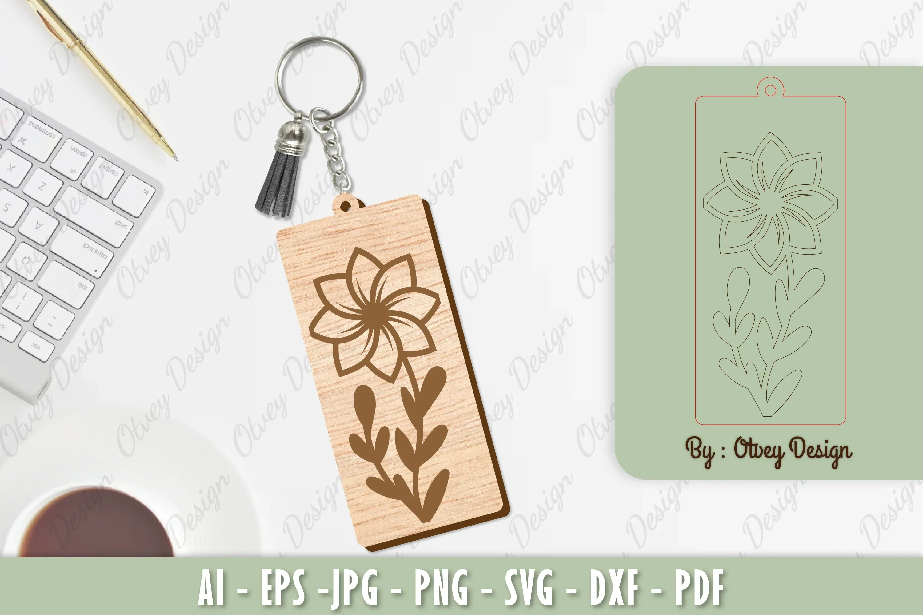 Flower Keychain Laser Cut SVG Bundle