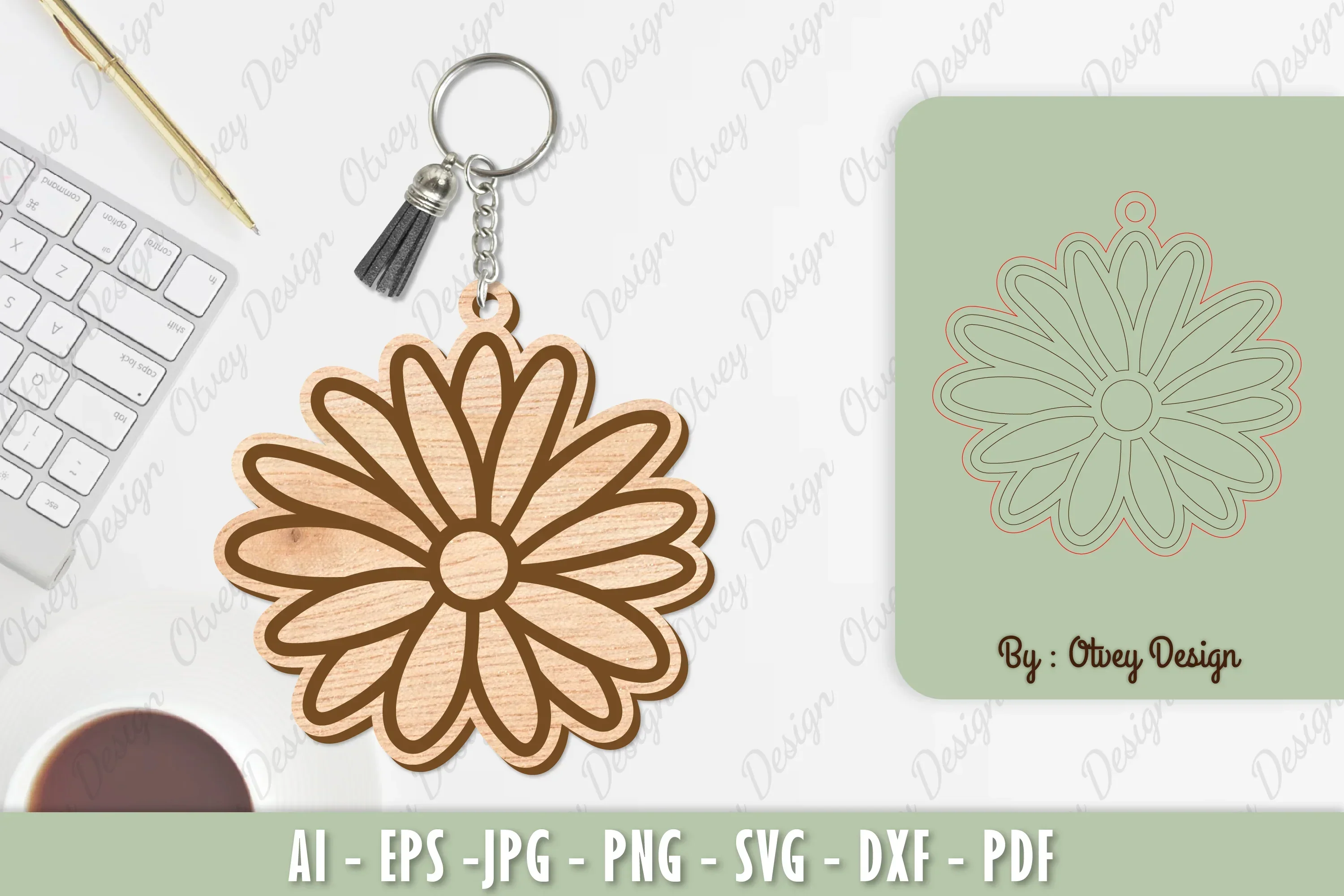 Flower Keychain Laser Cut SVG Bundle