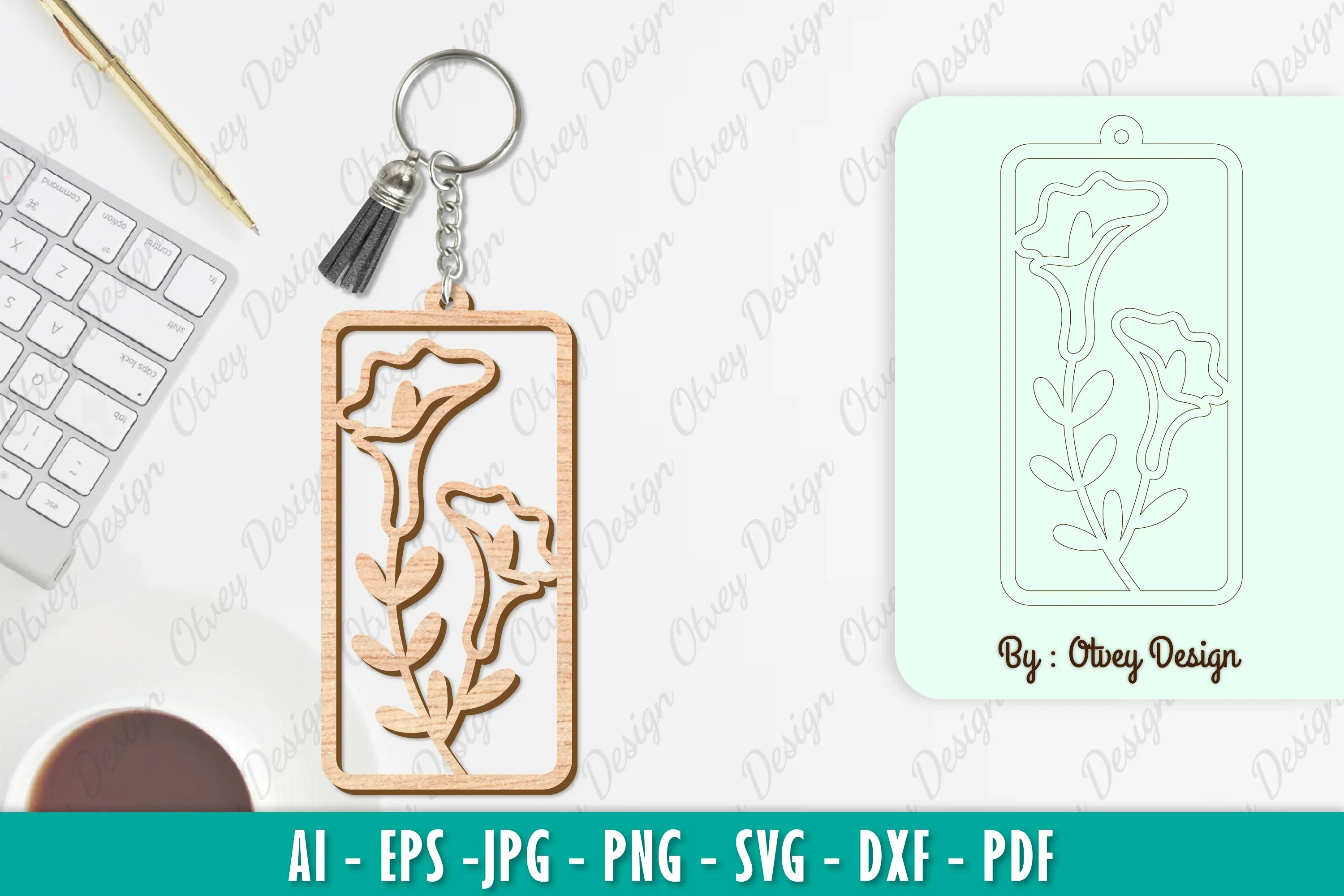 Flower Keychain SVG Bundle