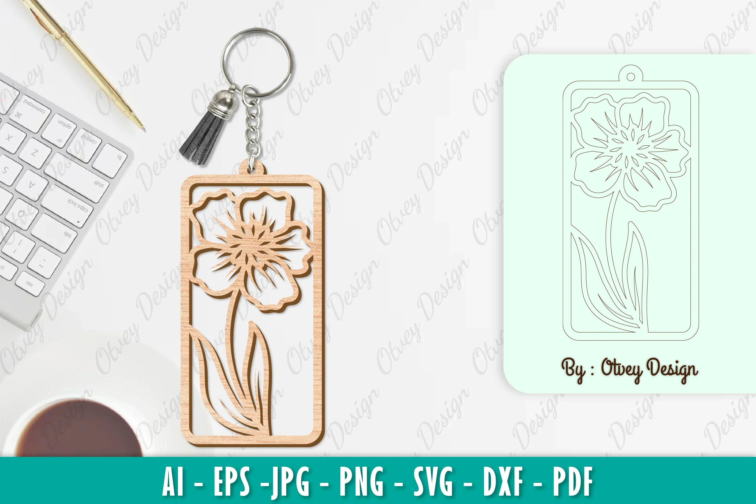 Flower Keychain SVG Bundle