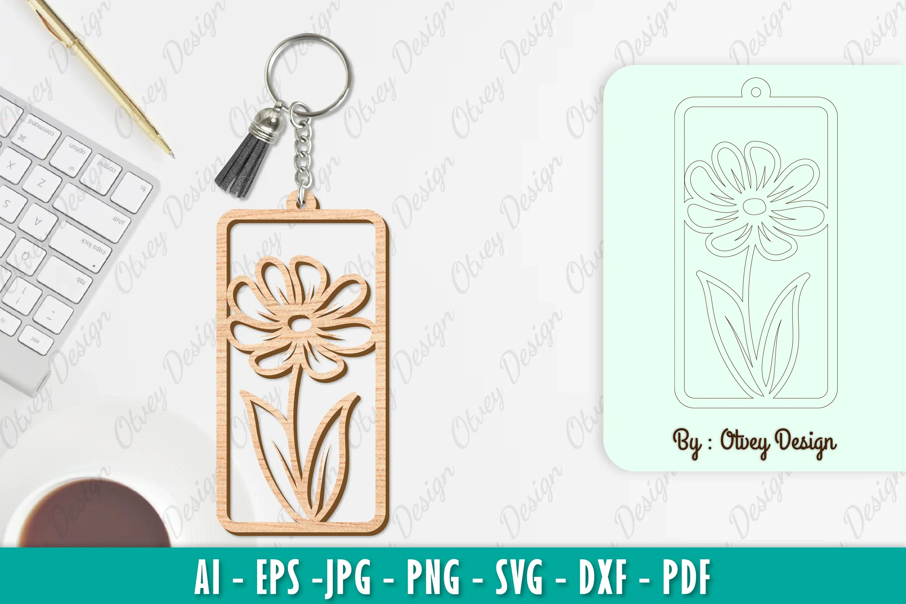 Flower Keychain SVG Bundle