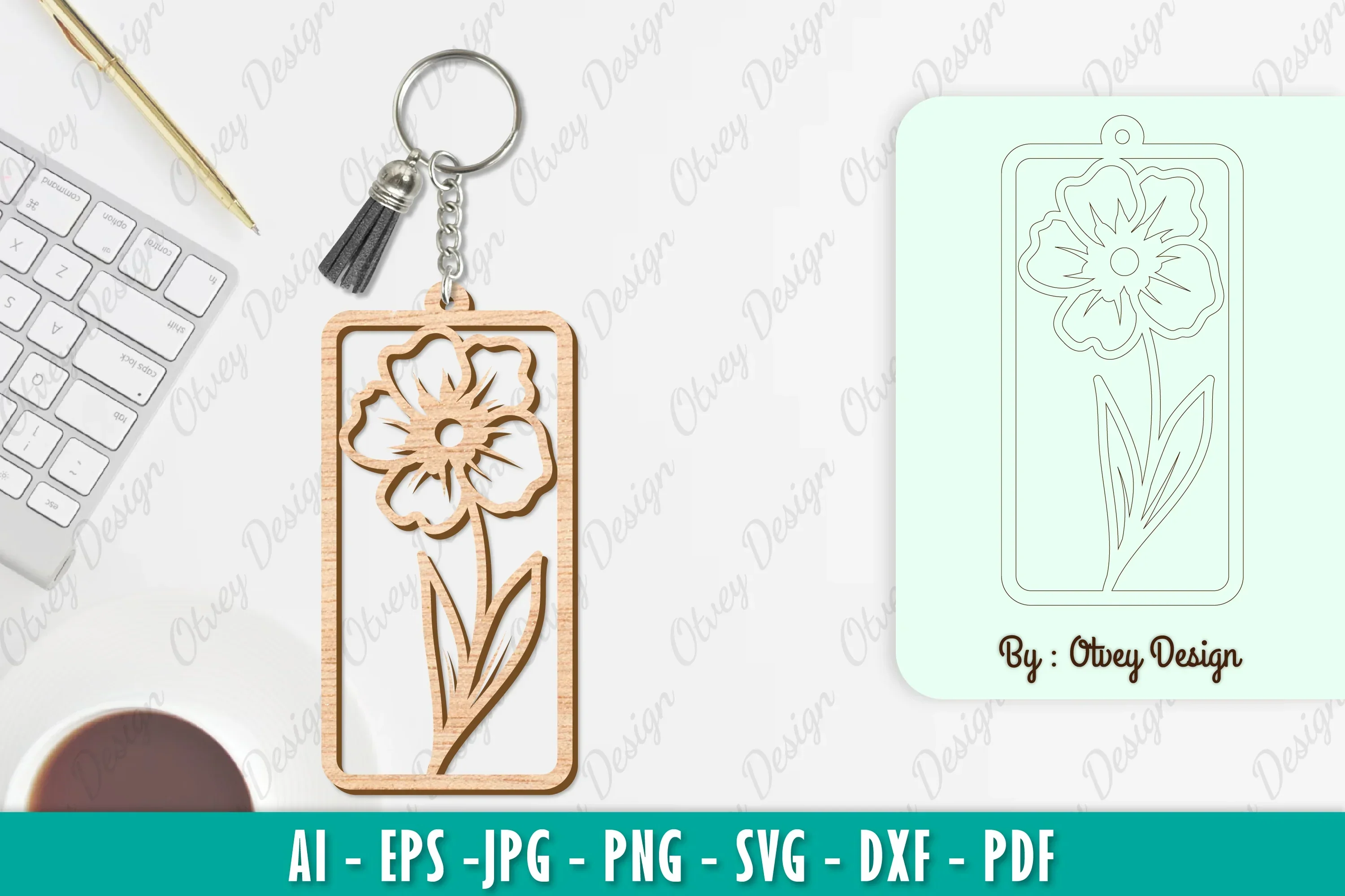 Flower Keychain SVG Bundle