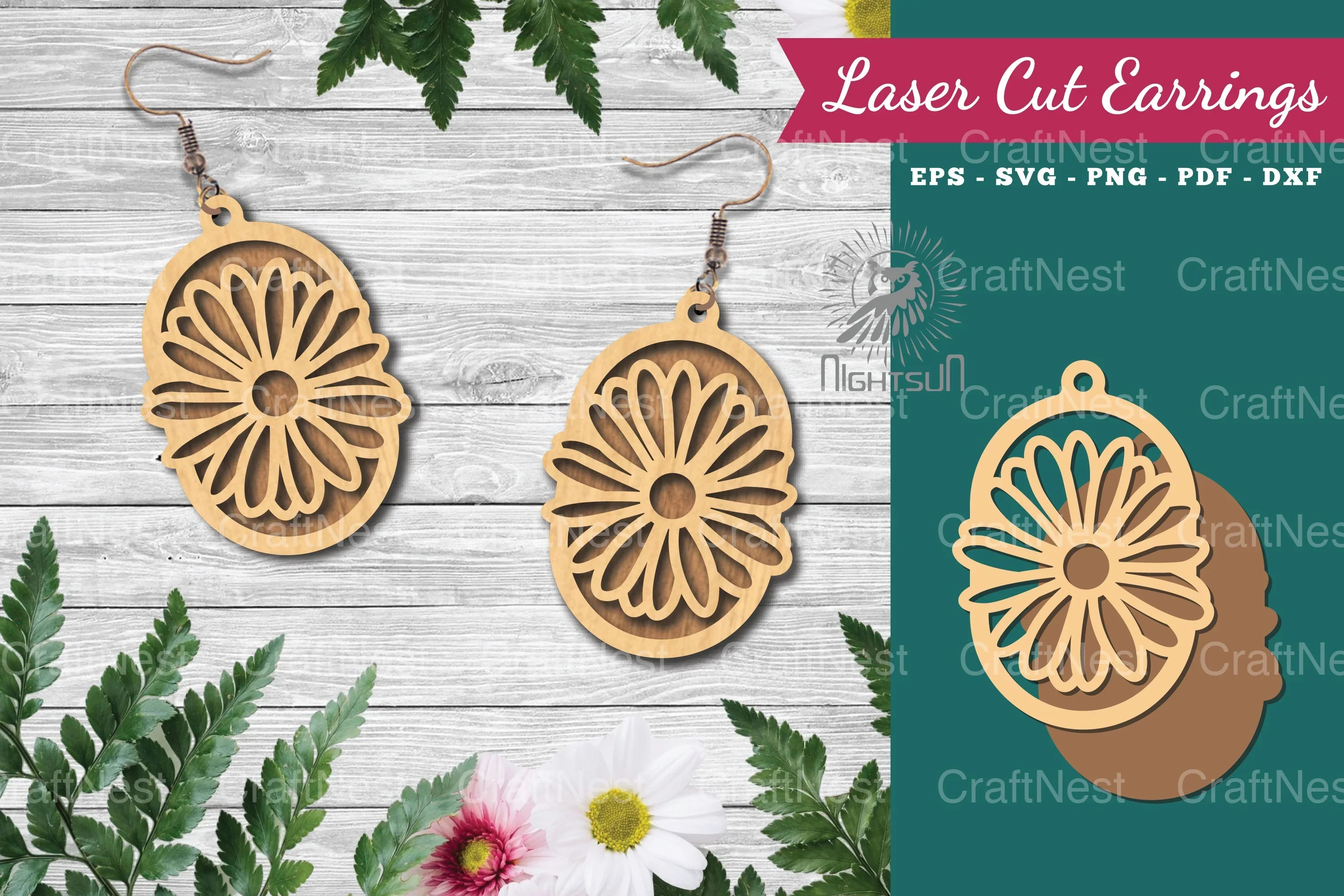 Flower Laser Cut Earrings Design Bundle