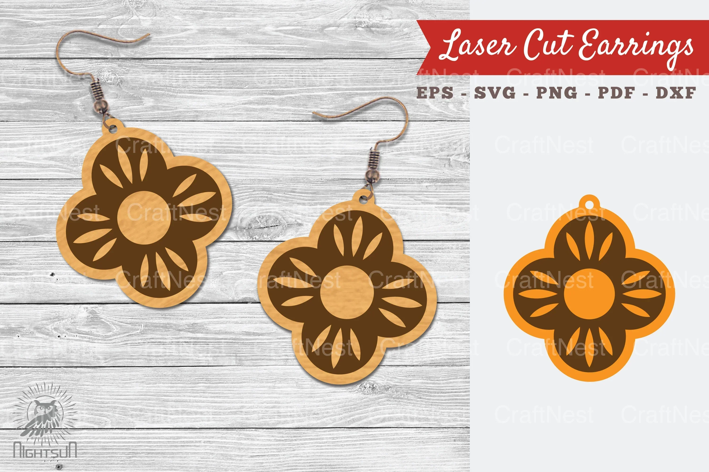 Flower Laser Cut Earrings SVG Bundle