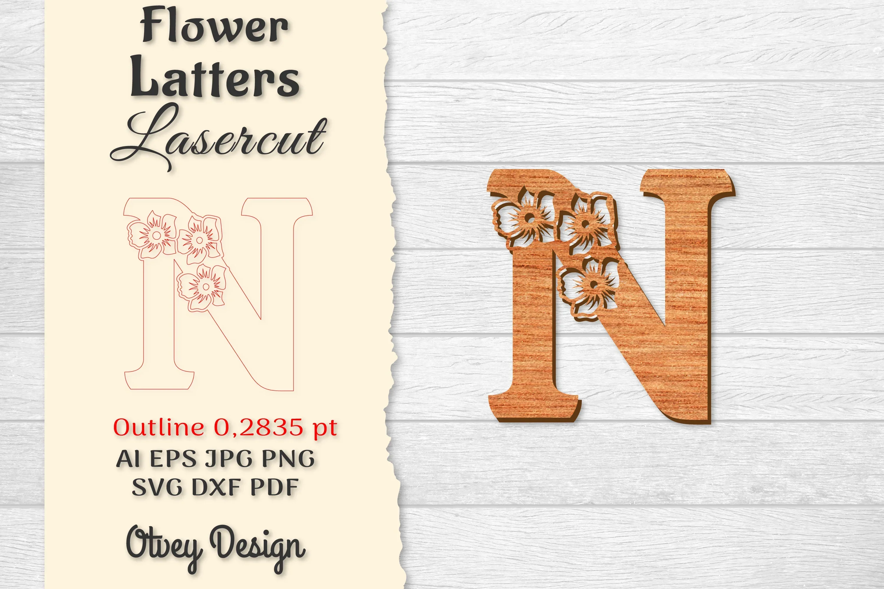 Flower Letters Laser Cut File SVG Bundle