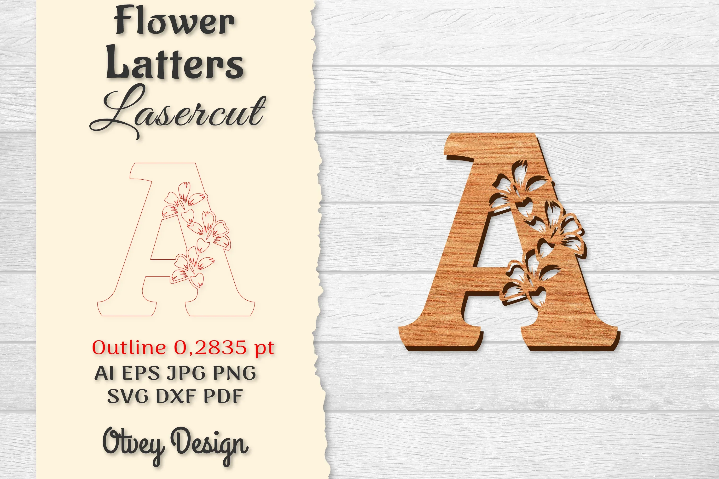 Flower Letters Laser Cut File SVG Bundle