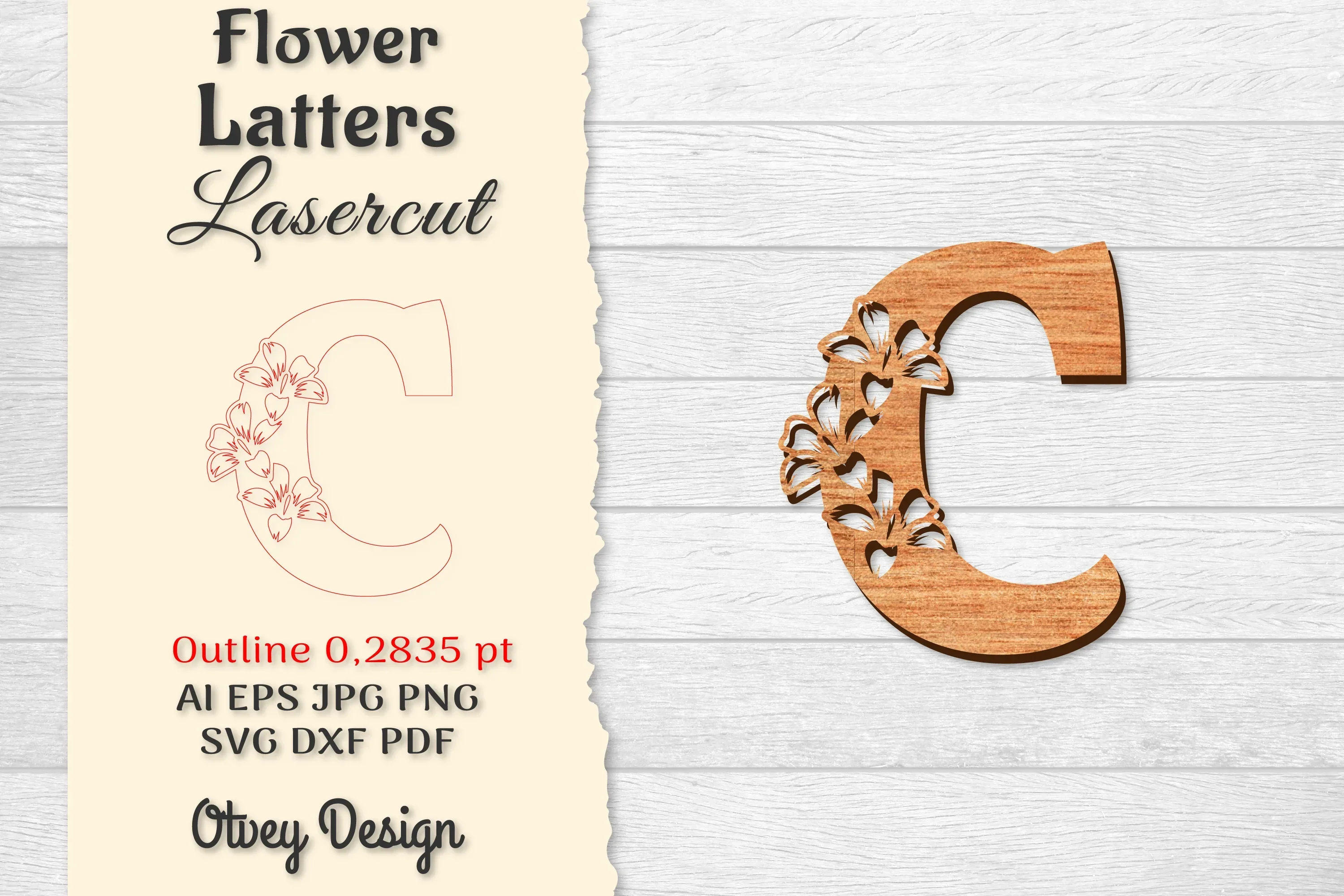 Flower Letters Laser Cut File SVG Bundle