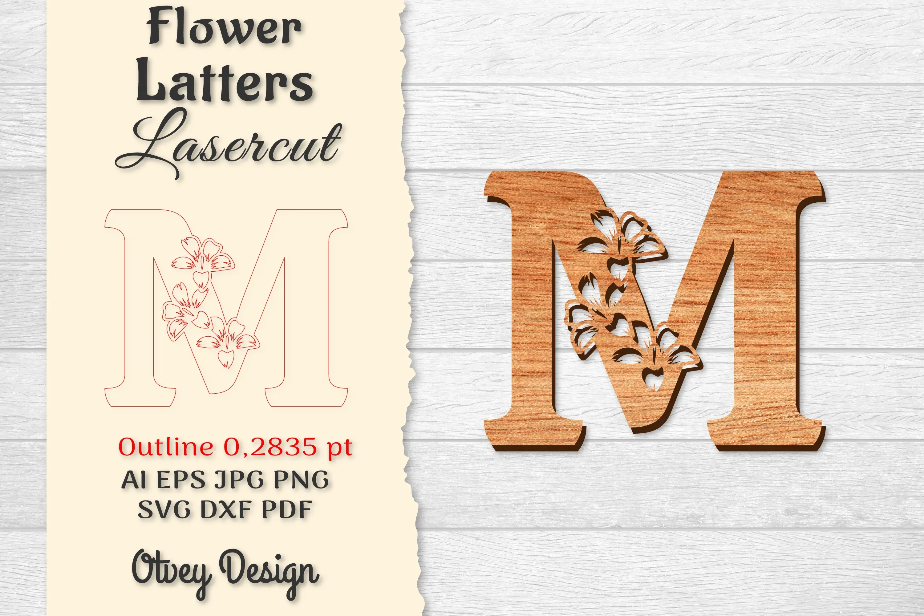 Flower Letters Laser Cut File SVG Bundle