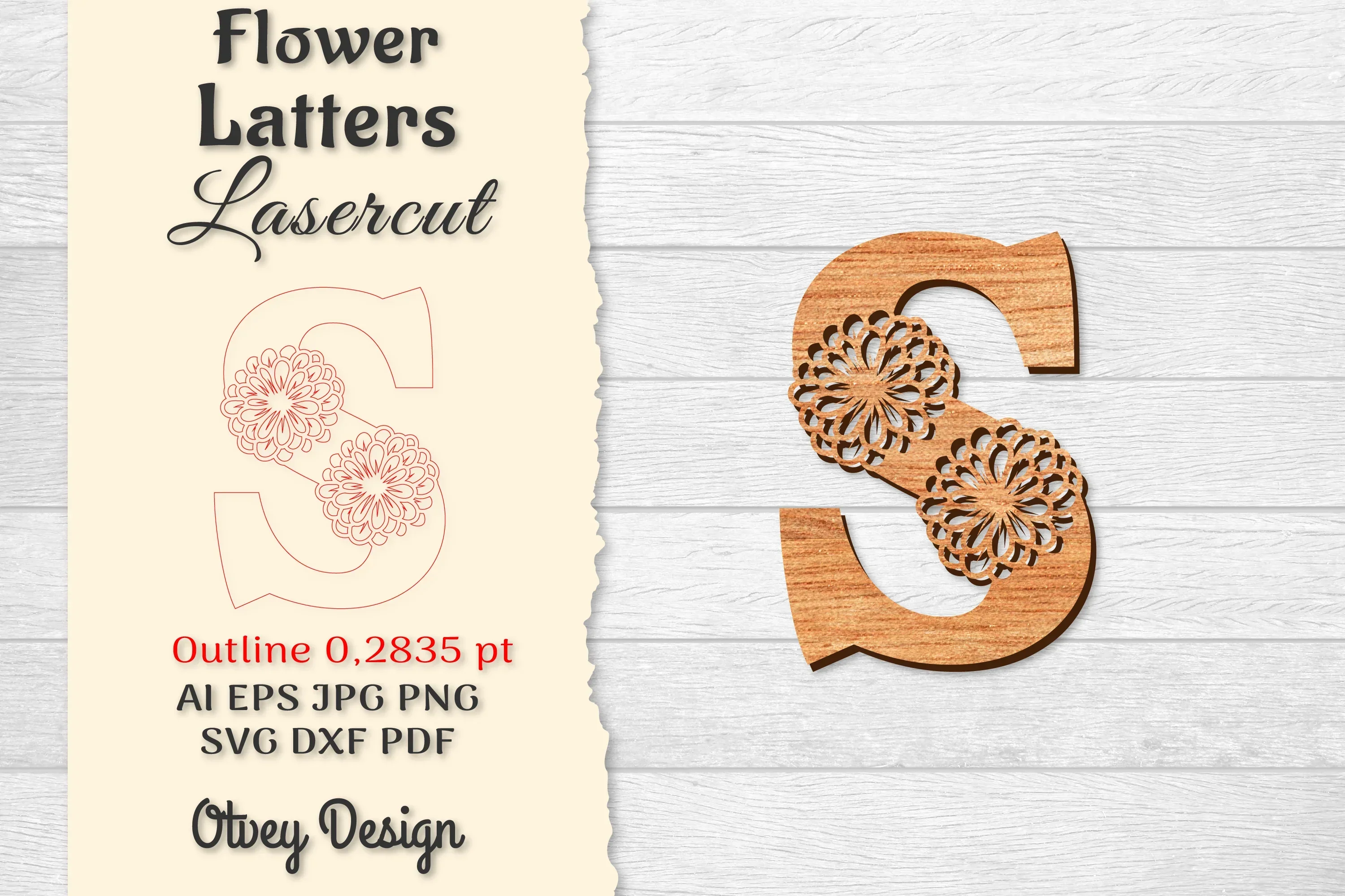Flower Letters Laser Cut File SVG Bundle