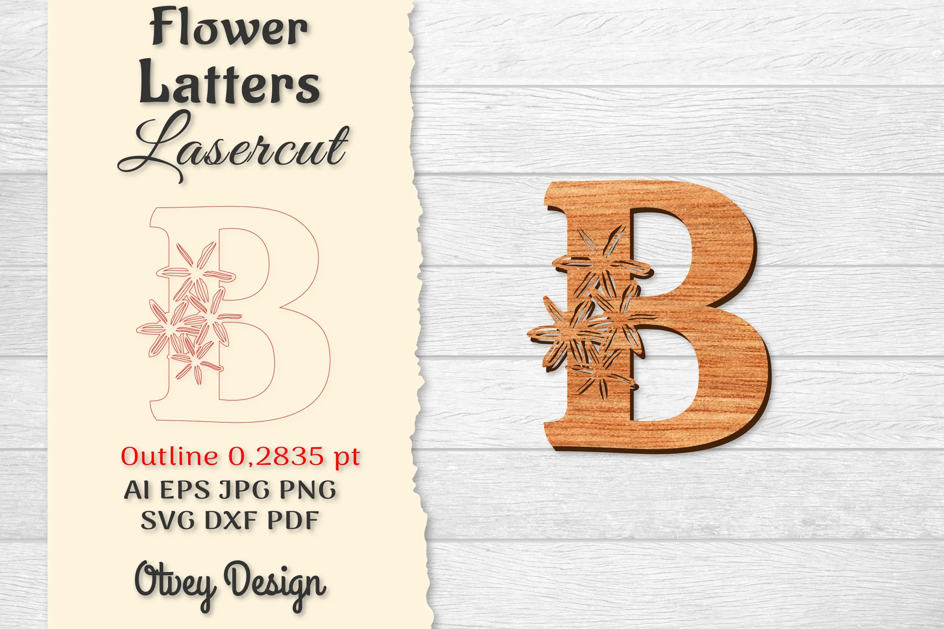 Flower Letters Laser Cut File SVG Bundle
