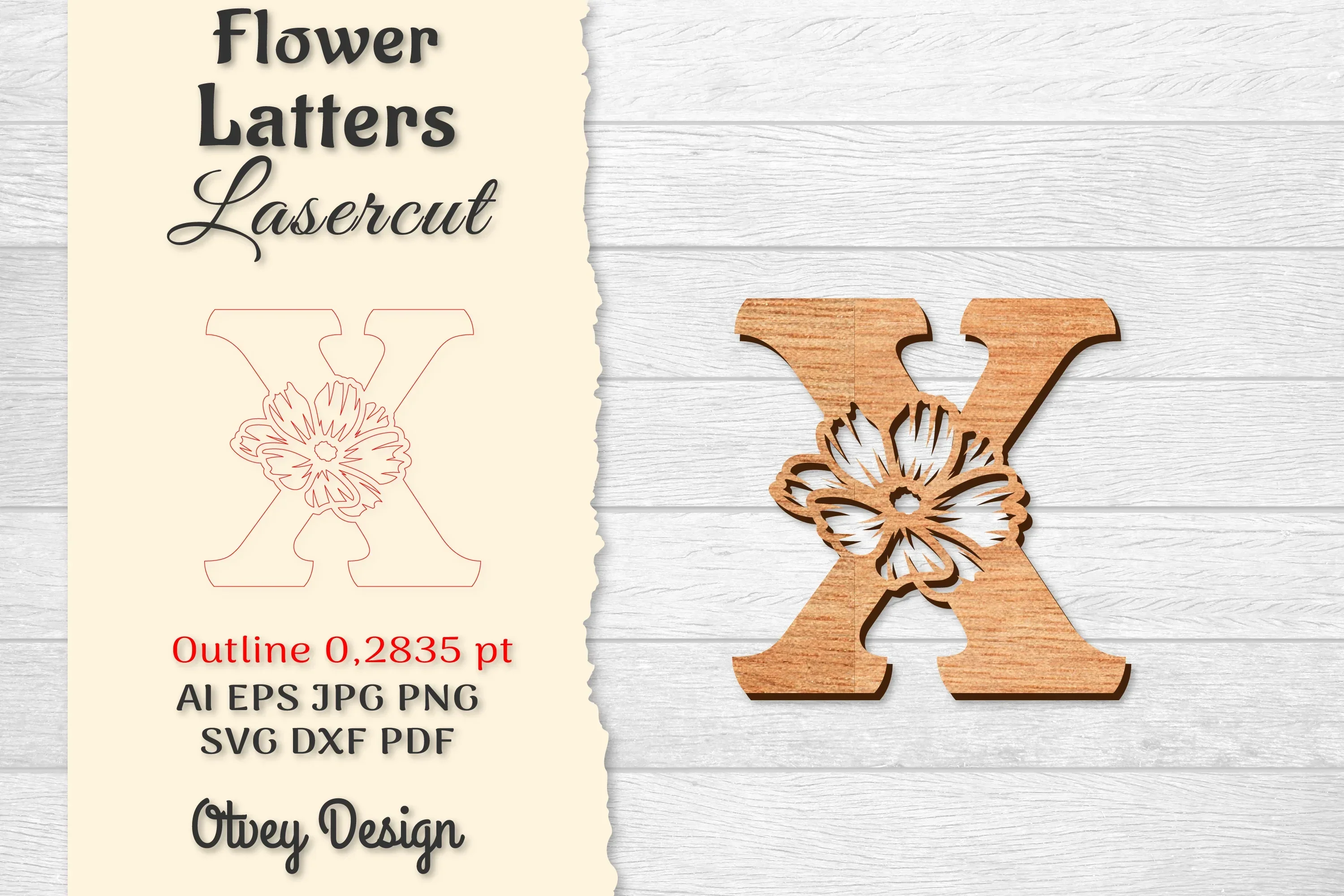 Flower Letters Laser Cut File SVG Bundle