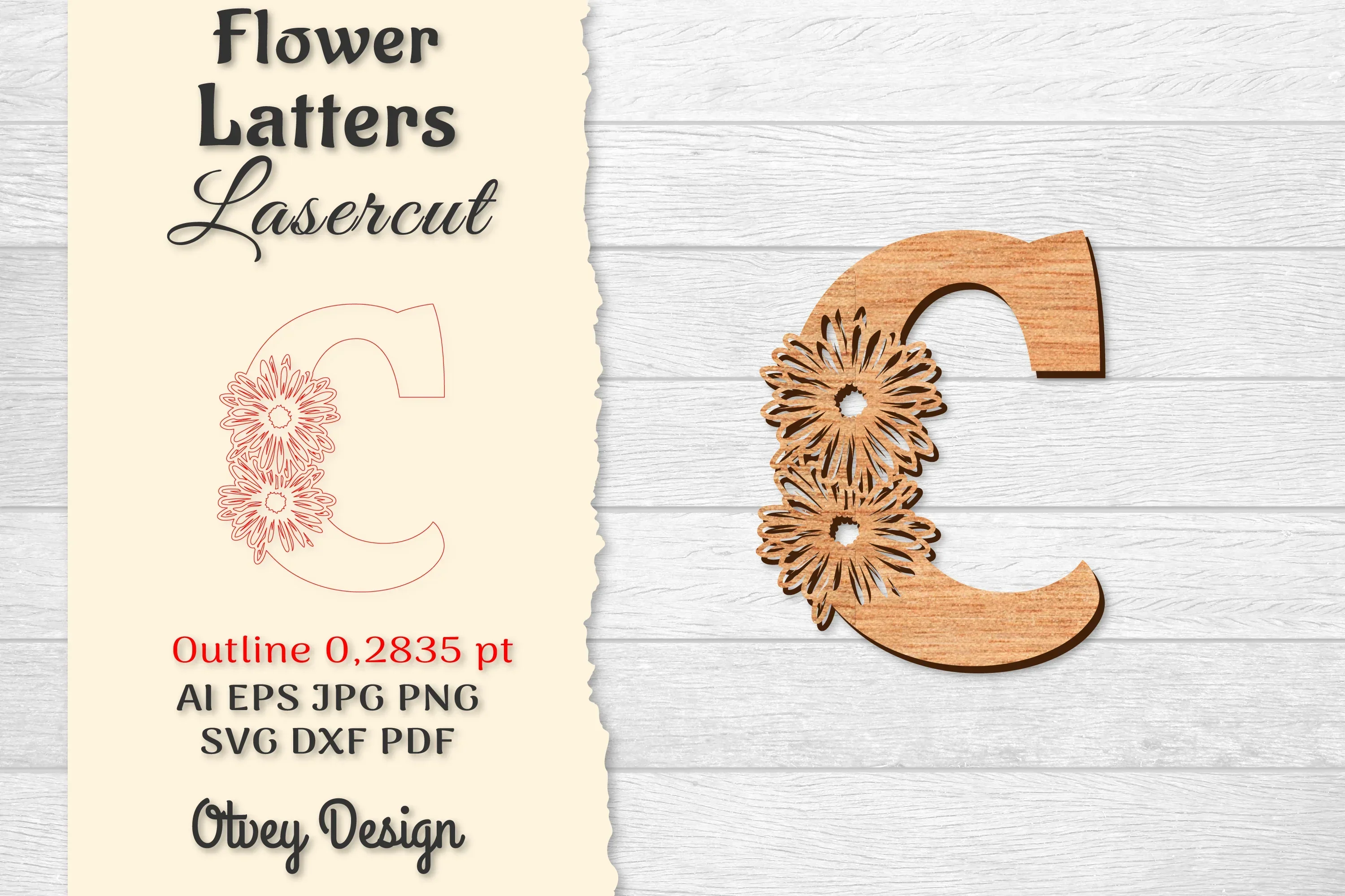 Flower Letters Laser Cut File SVG Bundle