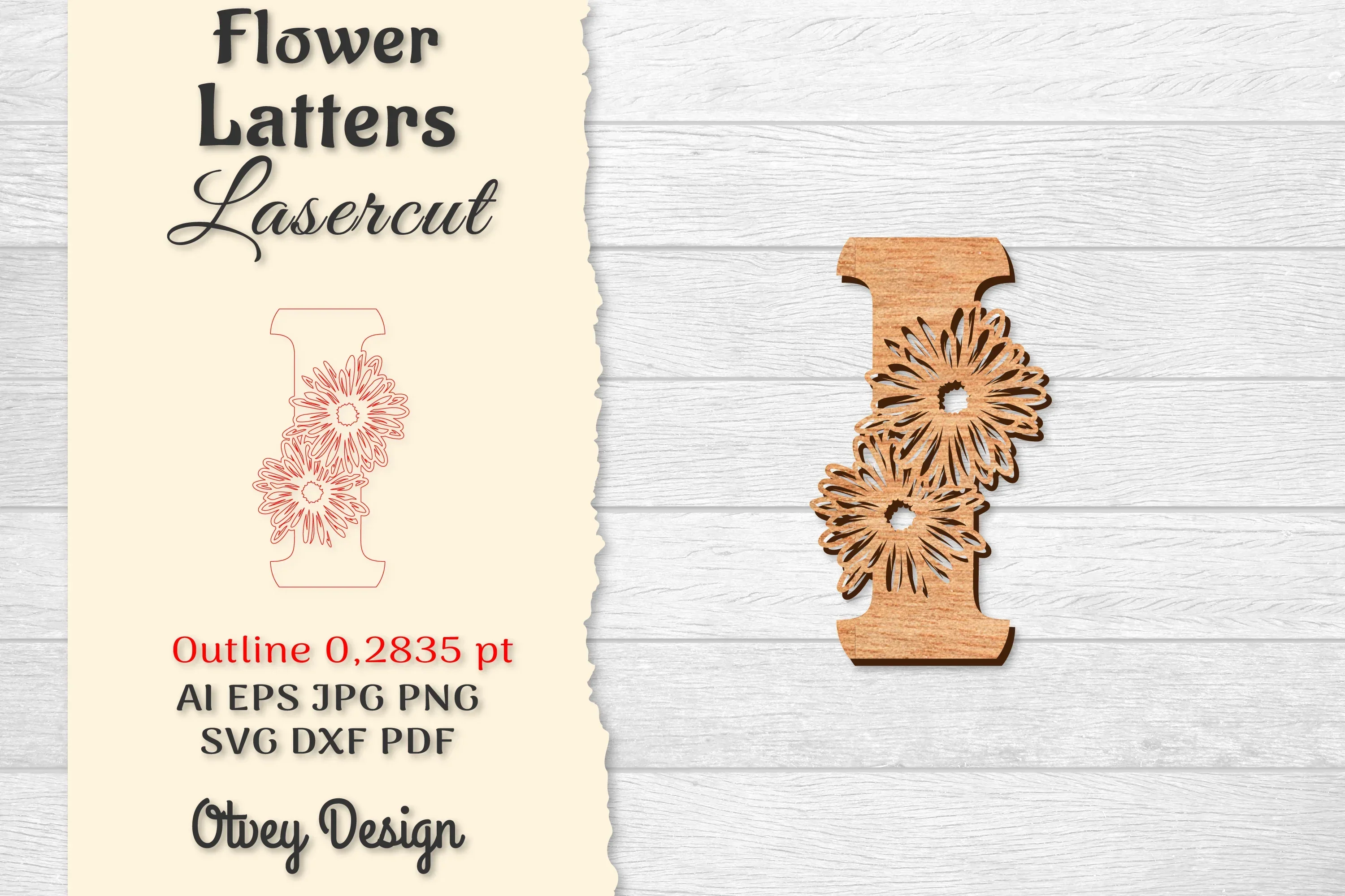 Flower Letters Laser Cut File SVG Bundle