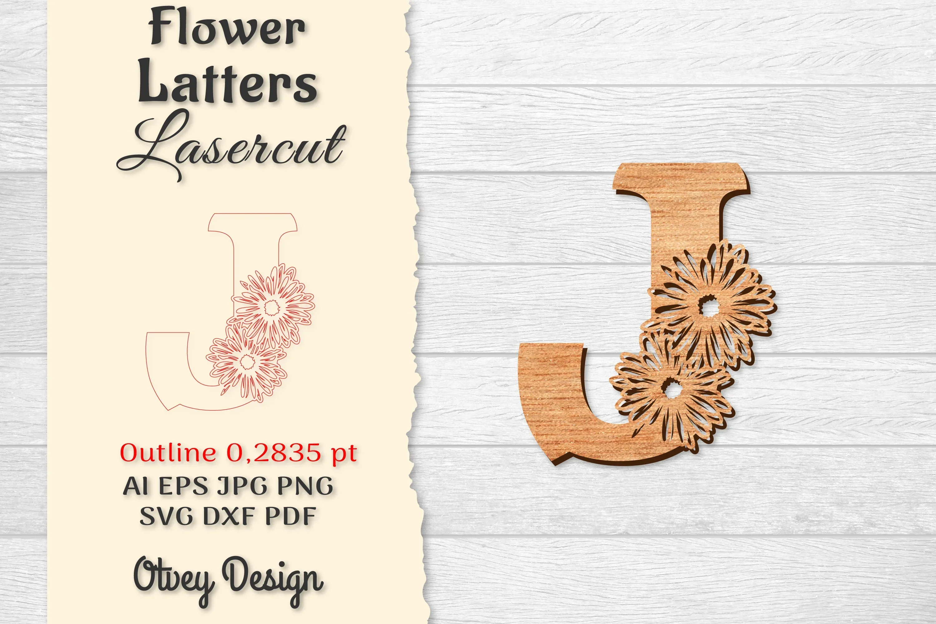 Flower Letters Laser Cut File SVG Bundle