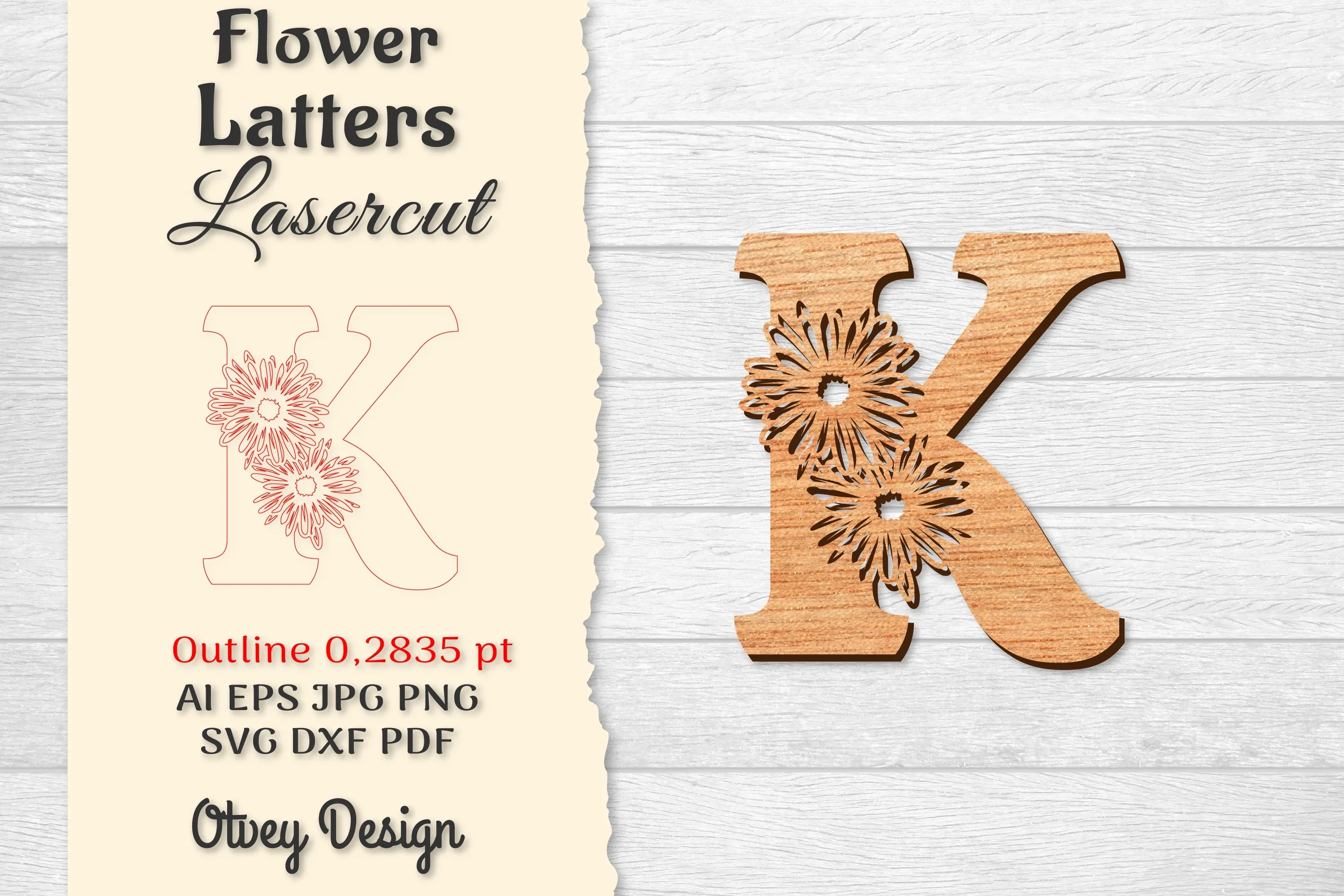 Flower Letters Laser Cut File SVG Bundle