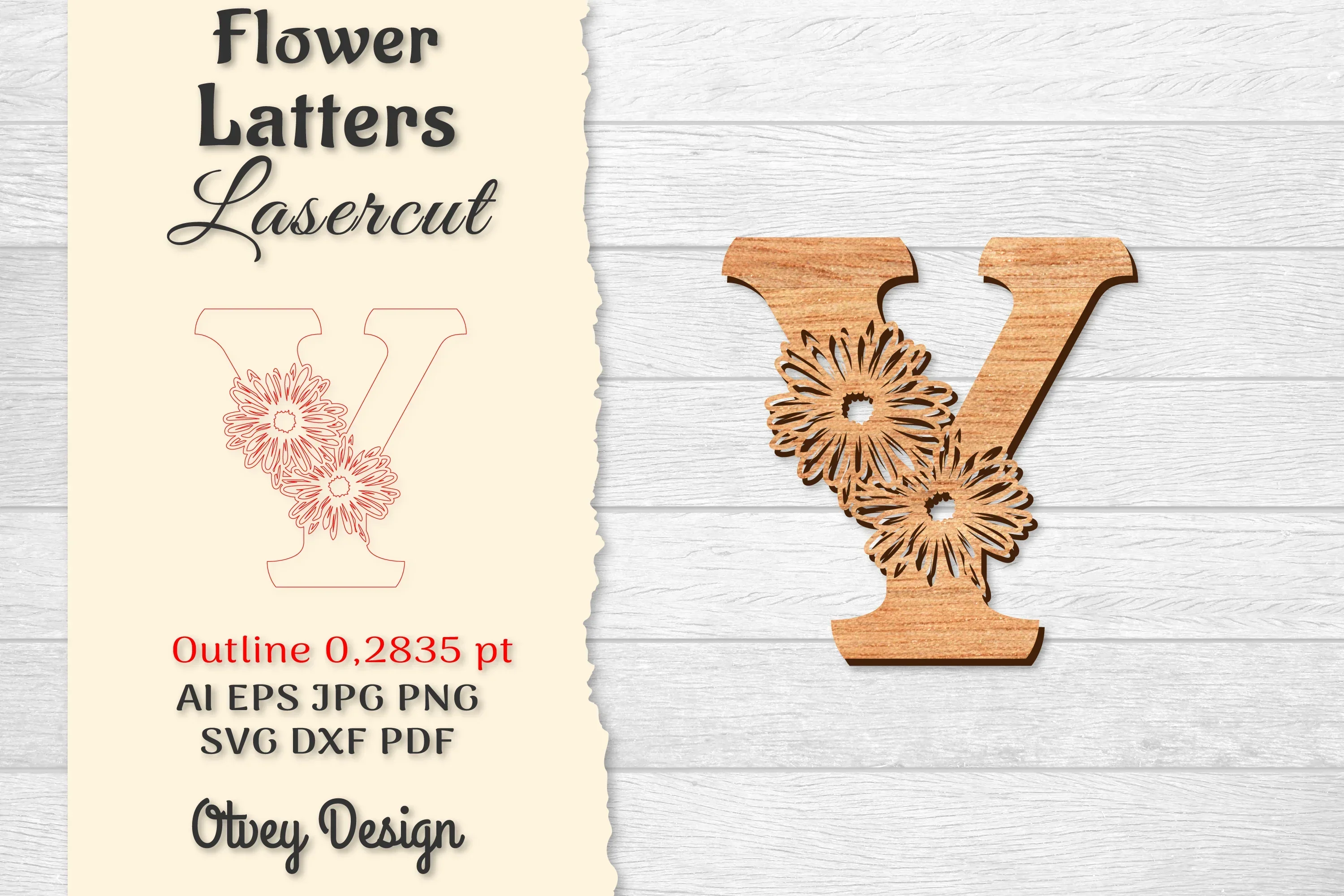 Flower Letters Laser Cut File SVG Bundle