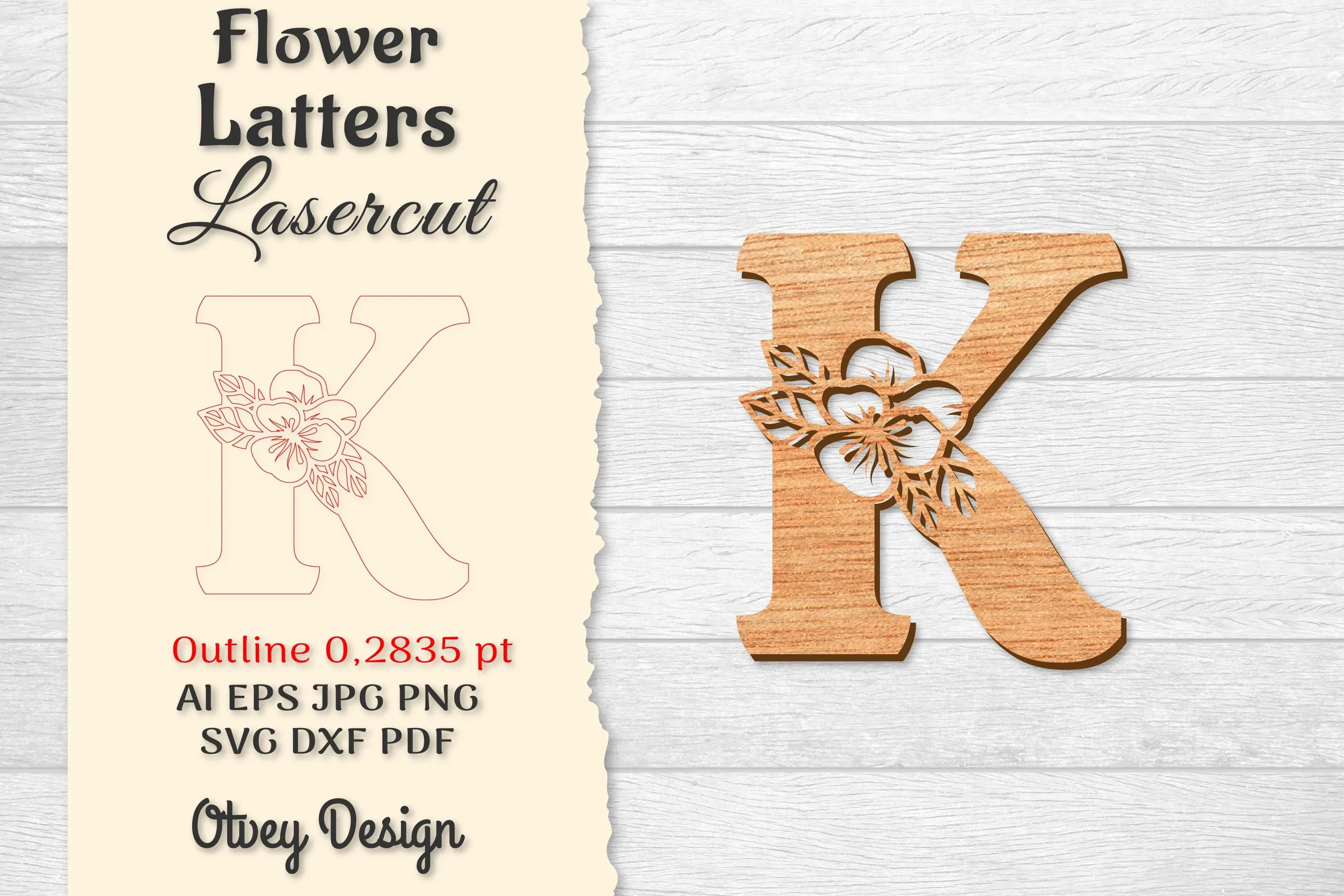 Flower Letters Laser Cut File SVG Bundle