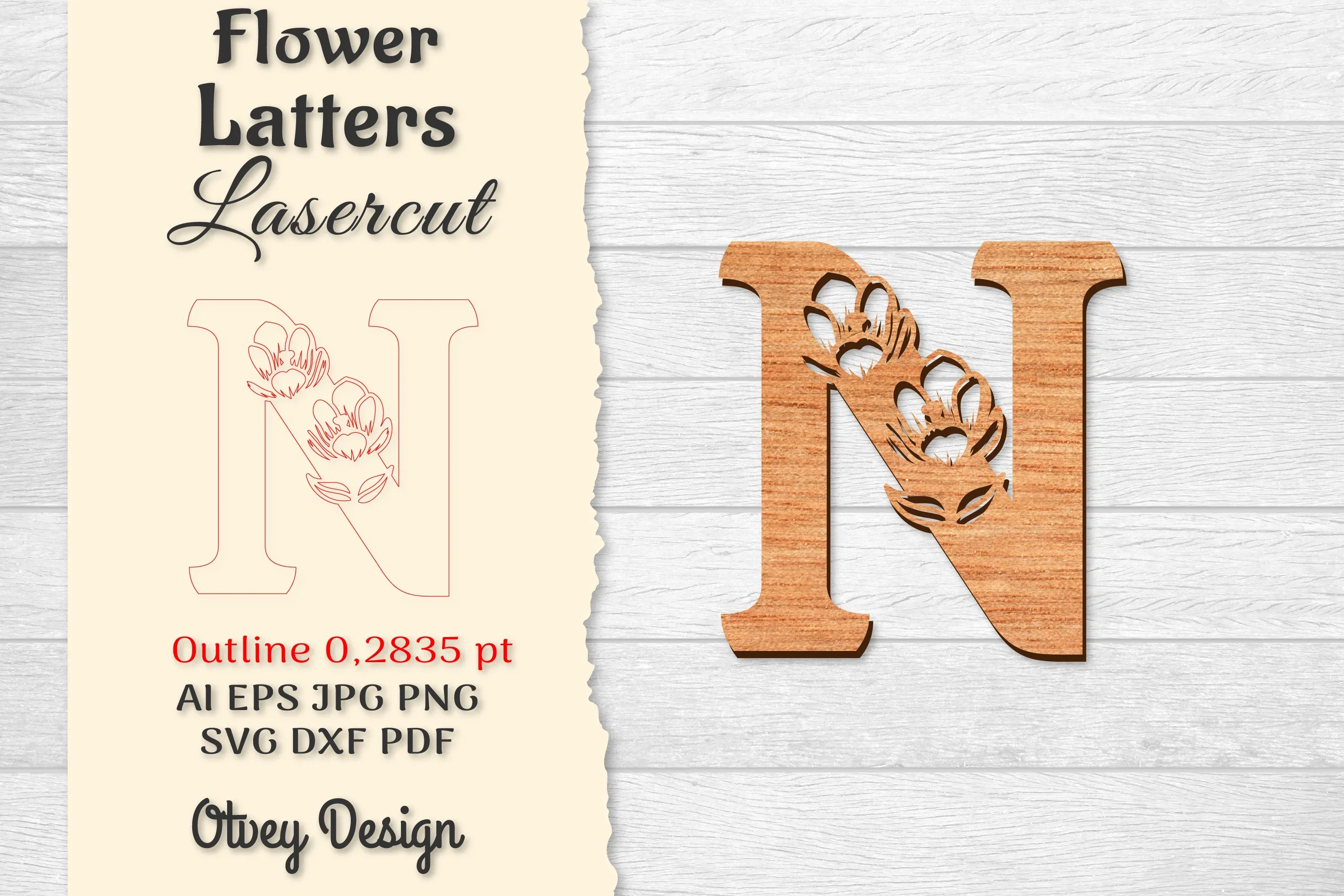 Flower Letters Laser Cut File SVG Bundle