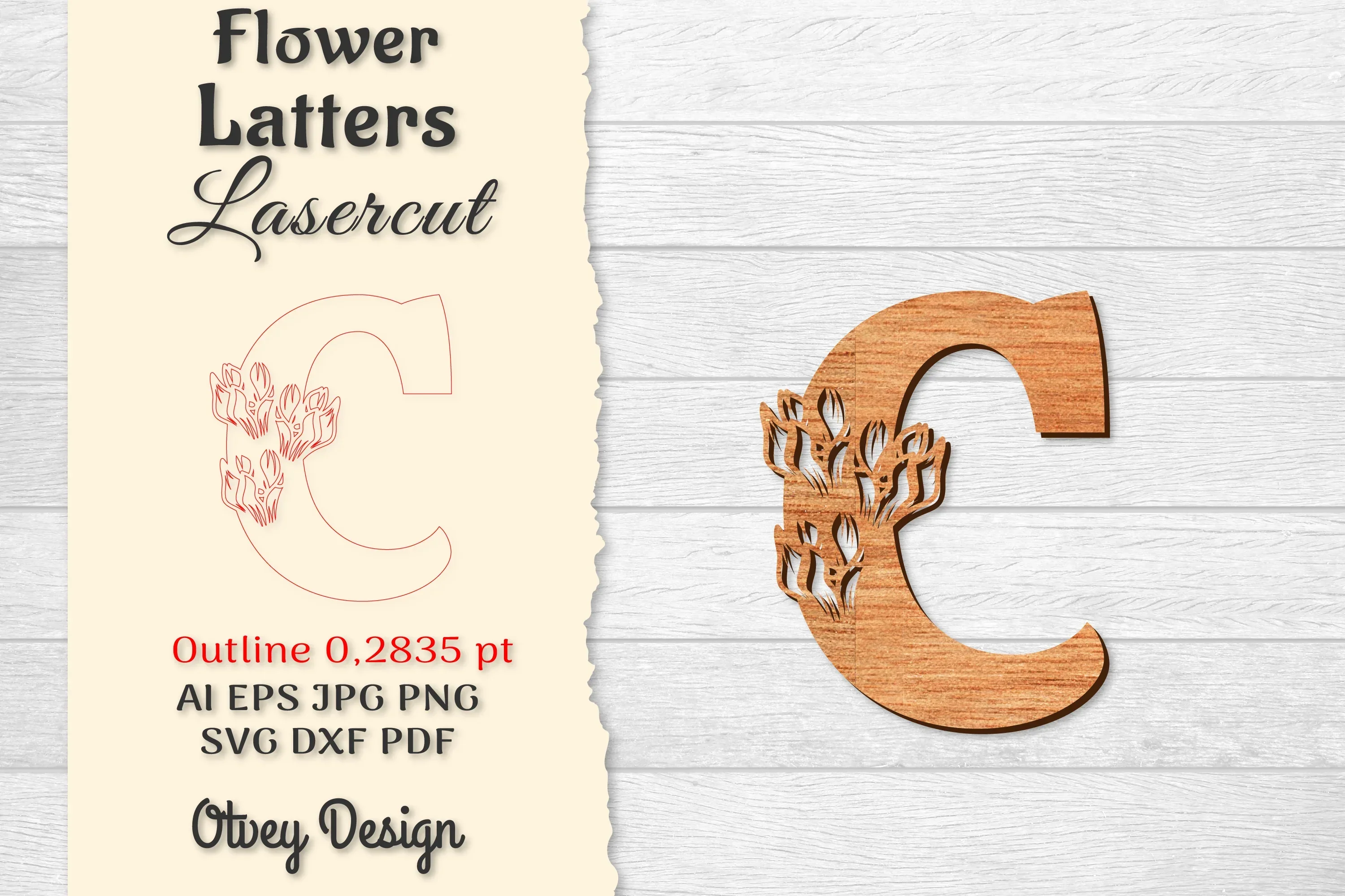 Flower Letters Laser Cut SVG Bundle