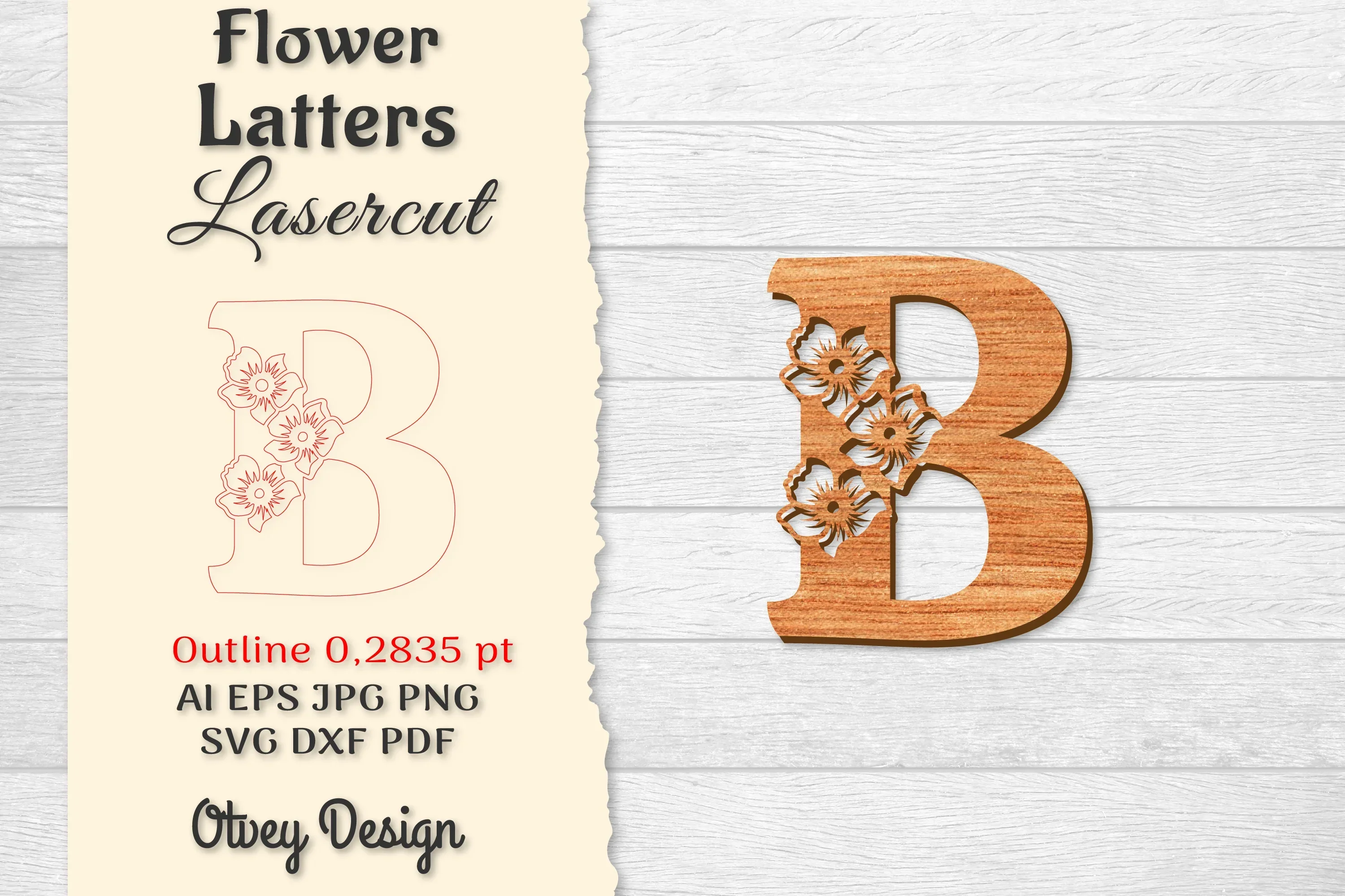 Flower Letters Laser Cut SVG Bundle