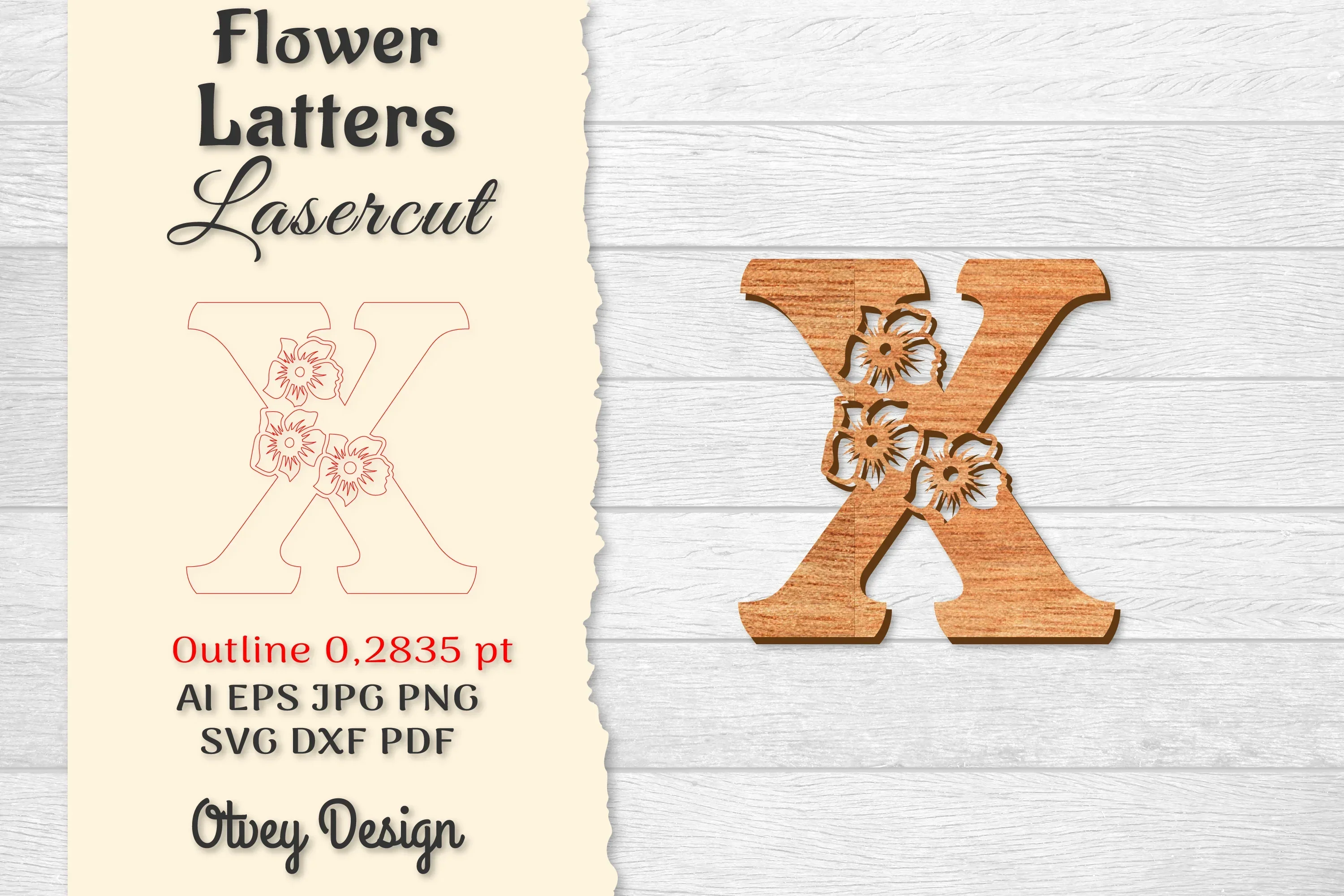 Flower Letters Laser Cut SVG Bundle