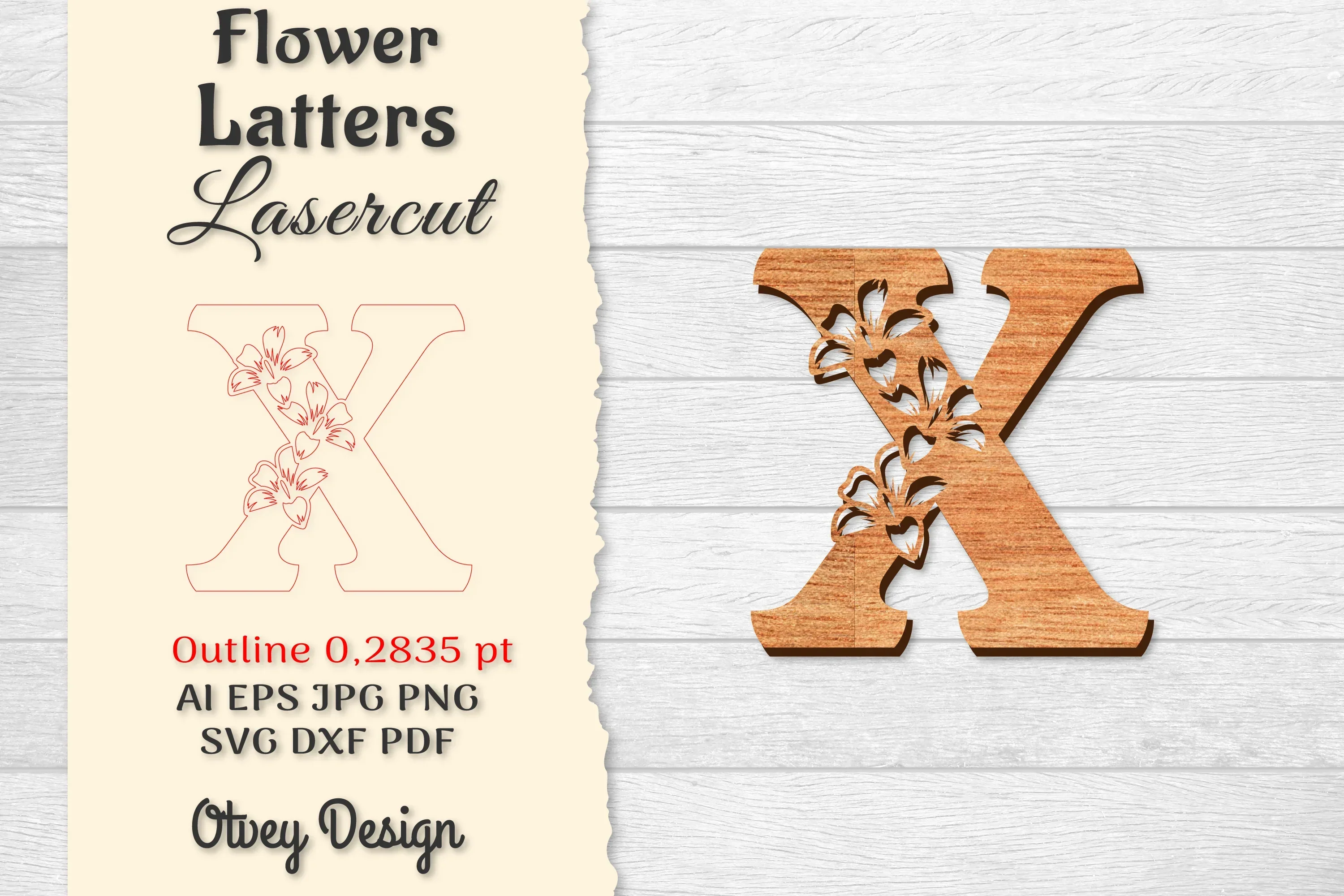 Flower Letters Laser Cut SVG Bundle