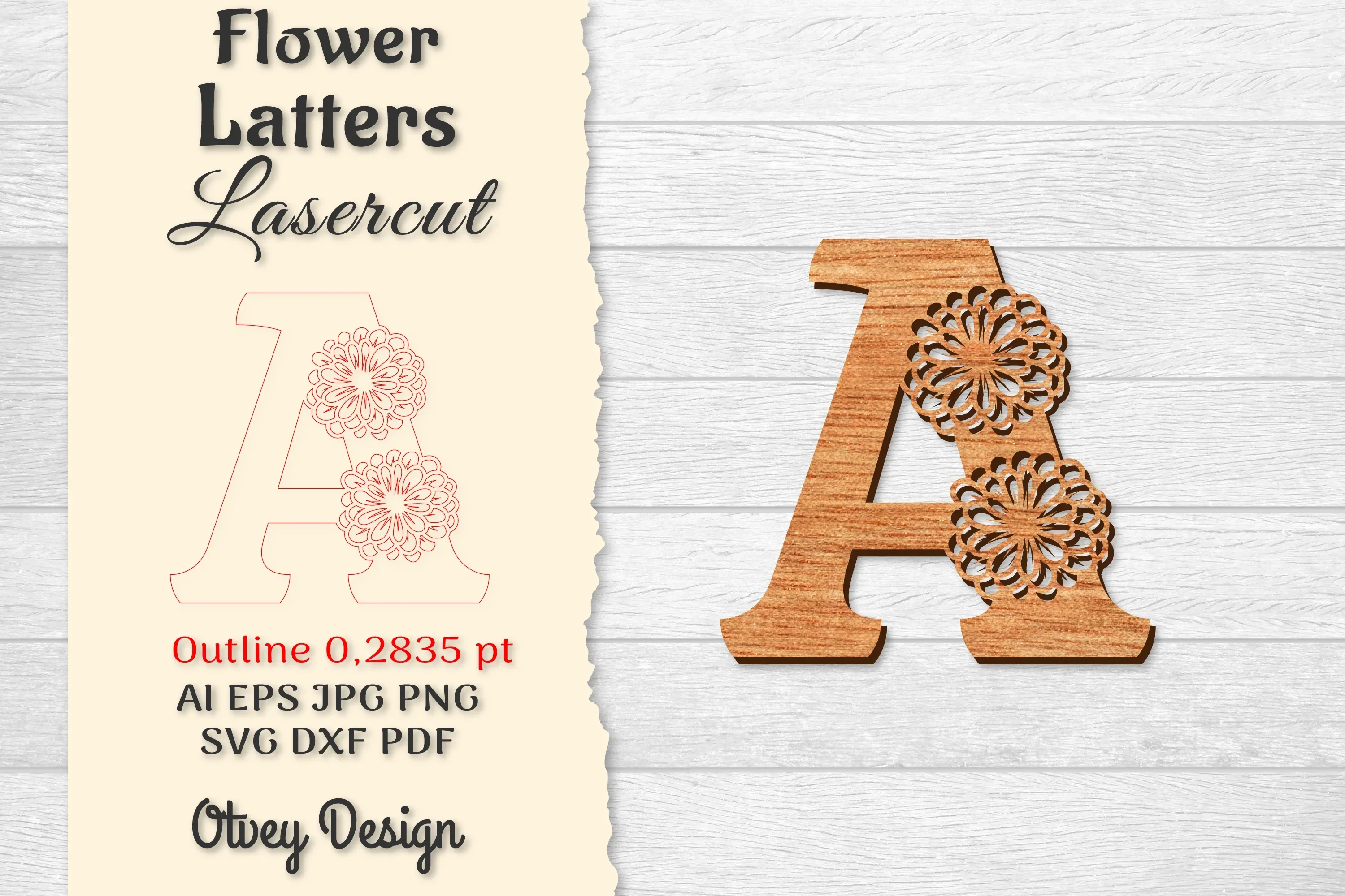Flower Letters Laser Cut SVG Bundle