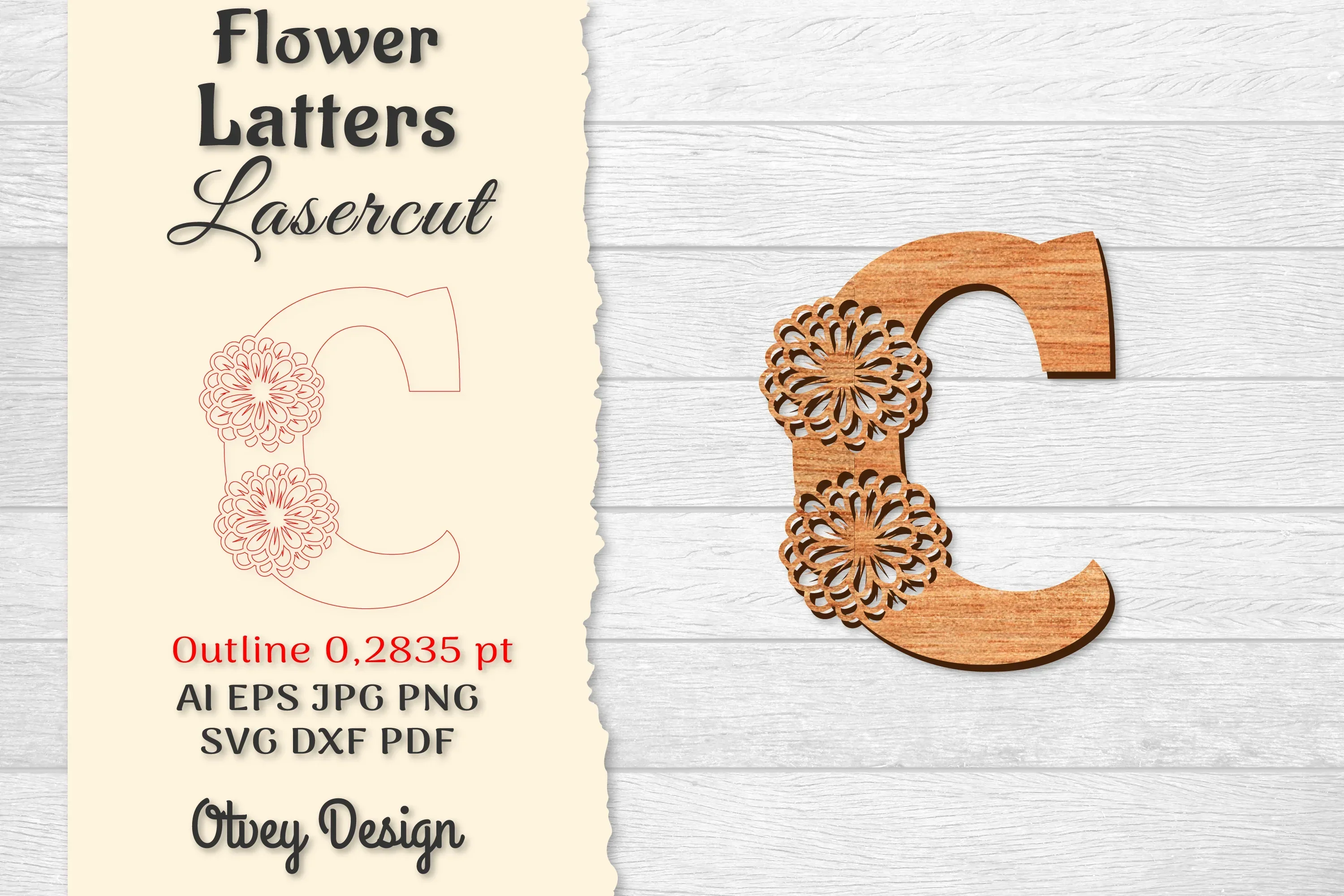 Flower Letters Laser Cut SVG Bundle