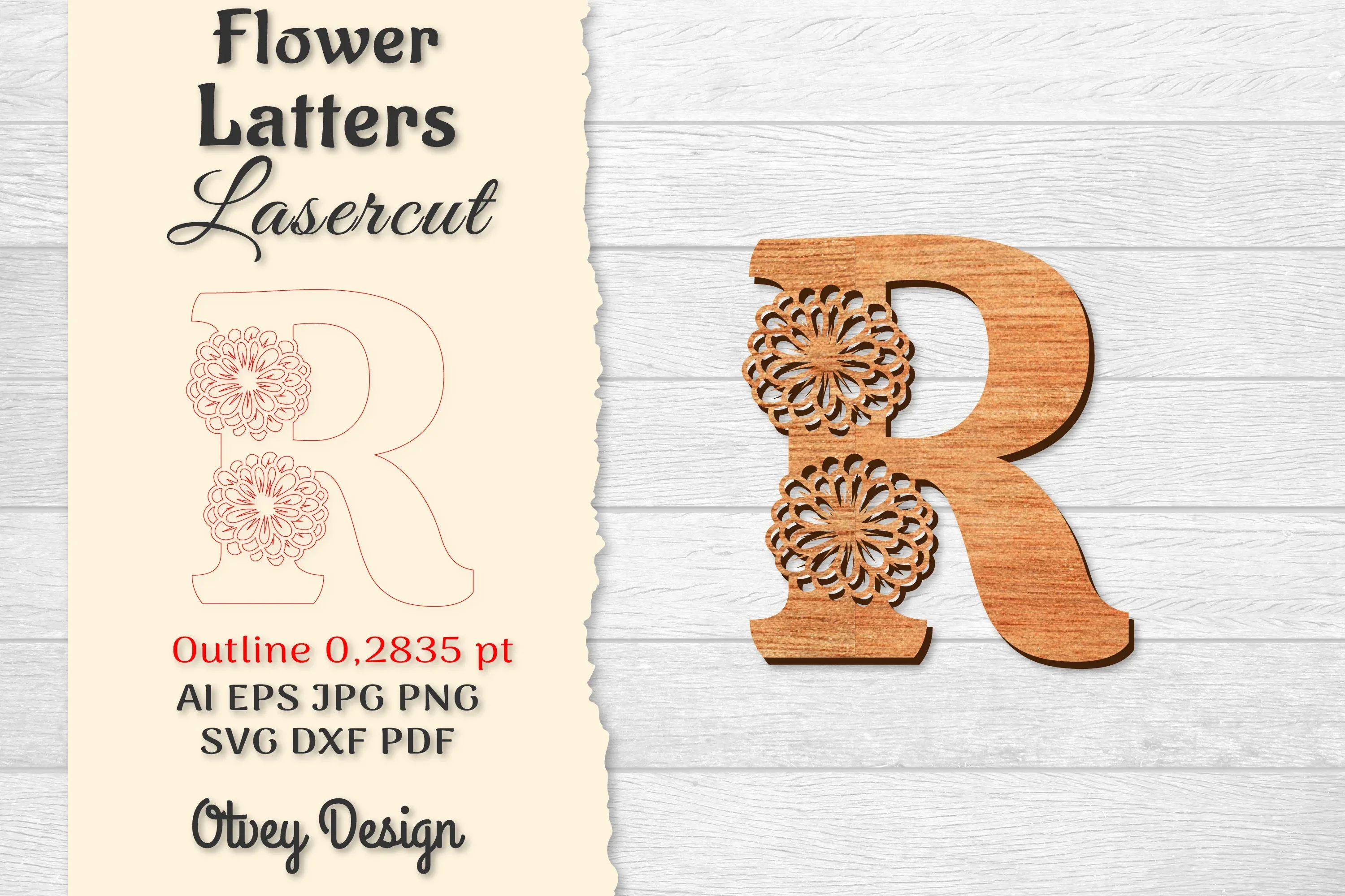 Flower Letters Laser Cut SVG Bundle