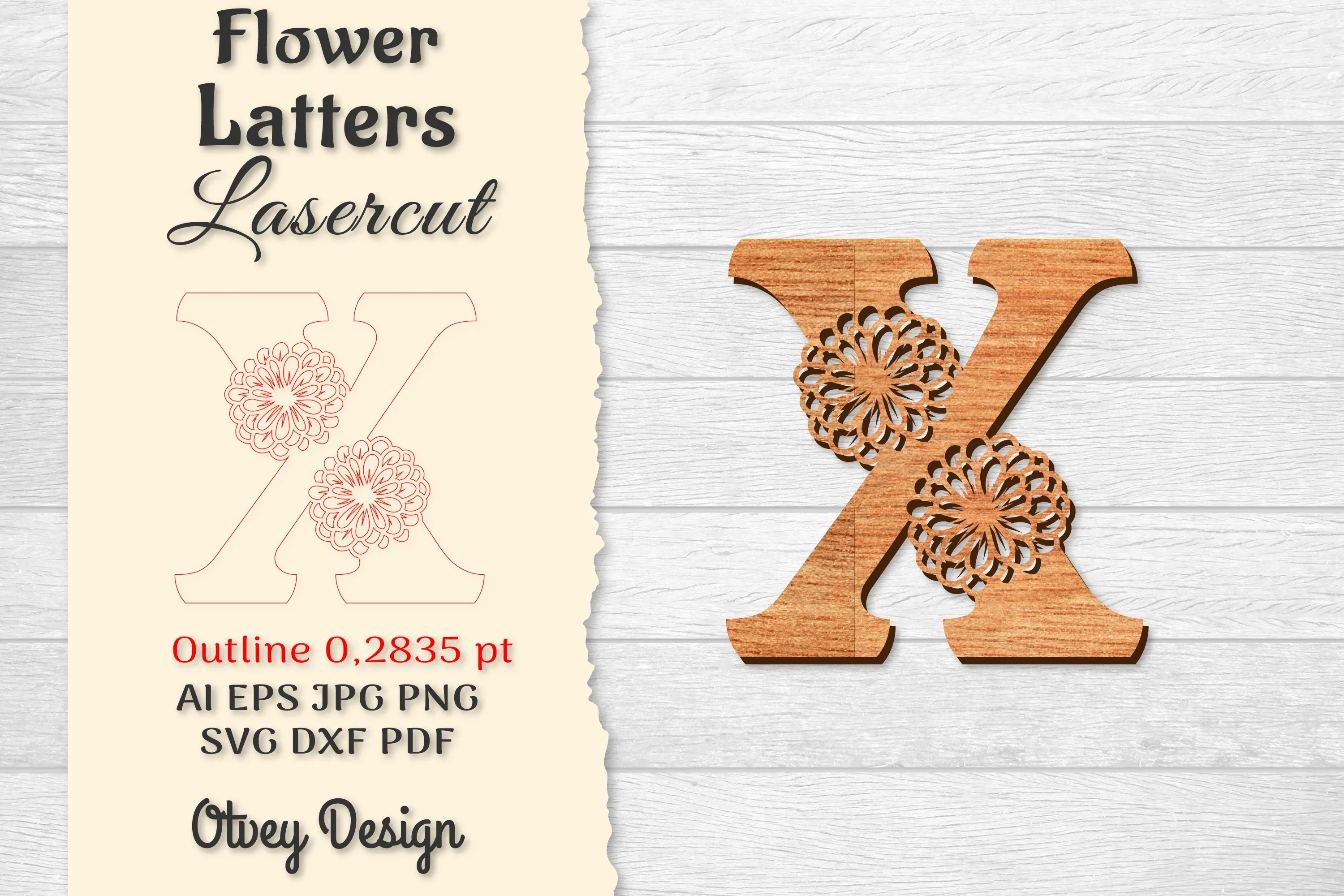 Flower Letters Laser Cut SVG Bundle
