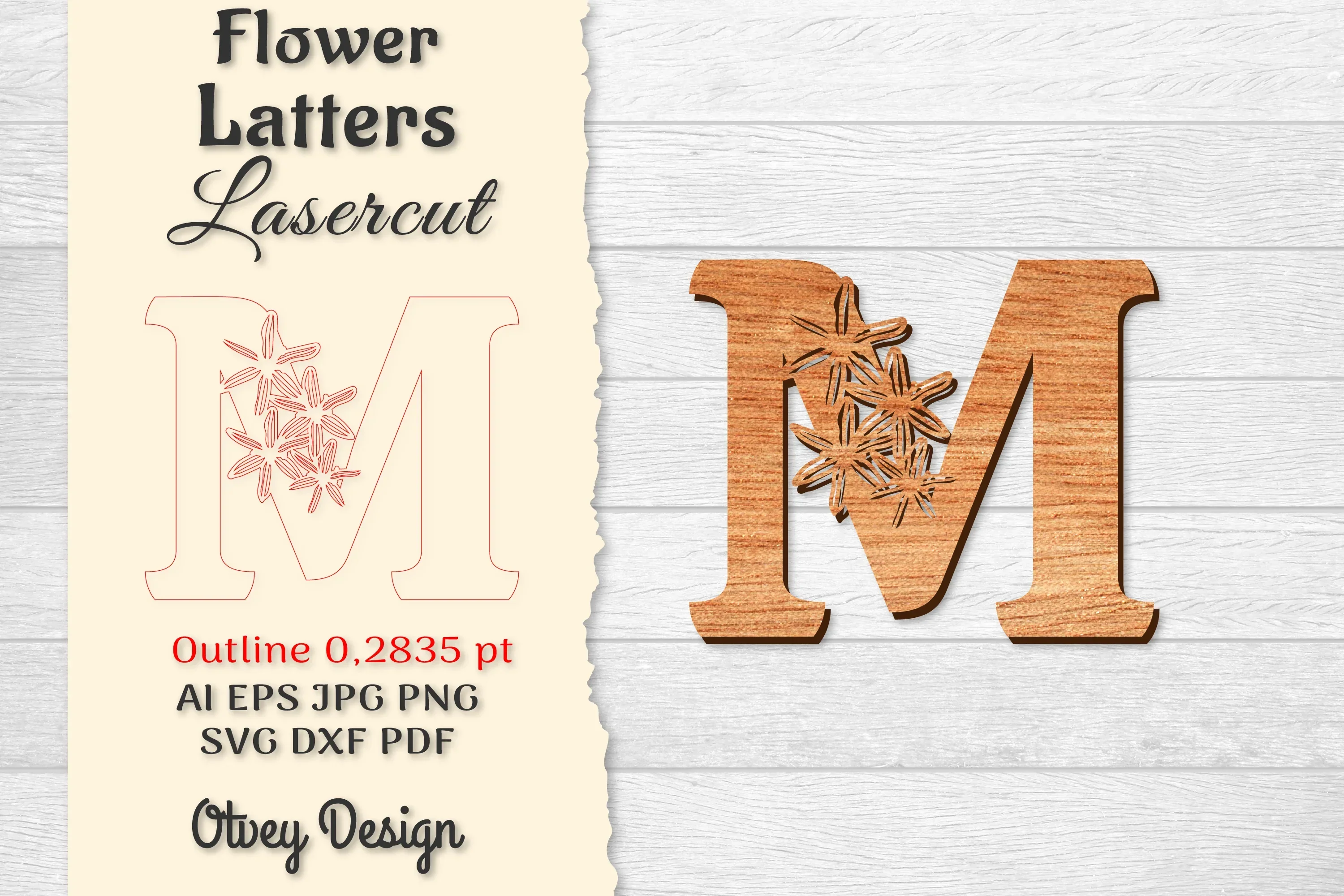 Flower Letters Laser Cut SVG Bundle