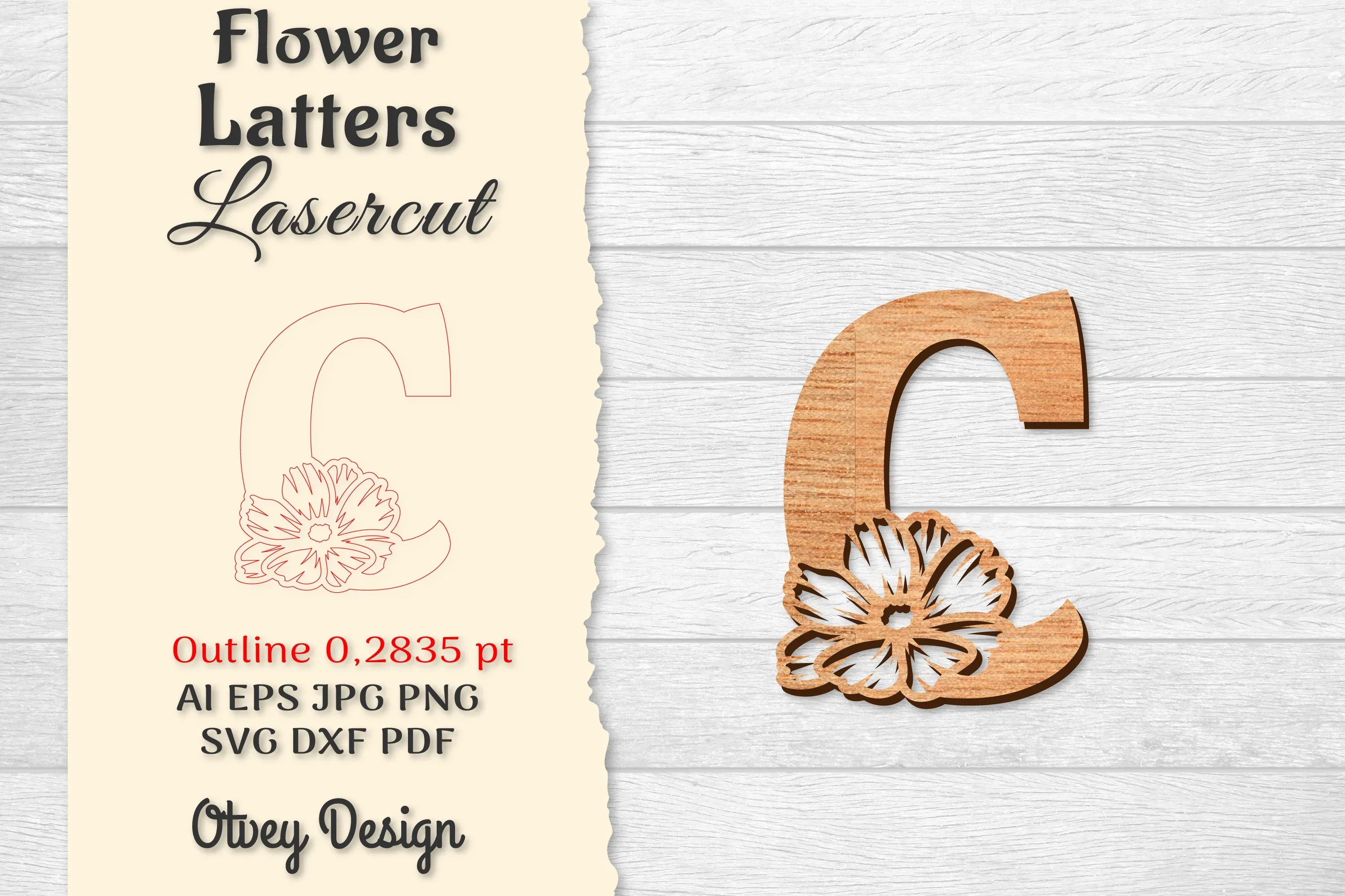 Flower Letters Laser Cut SVG Bundle