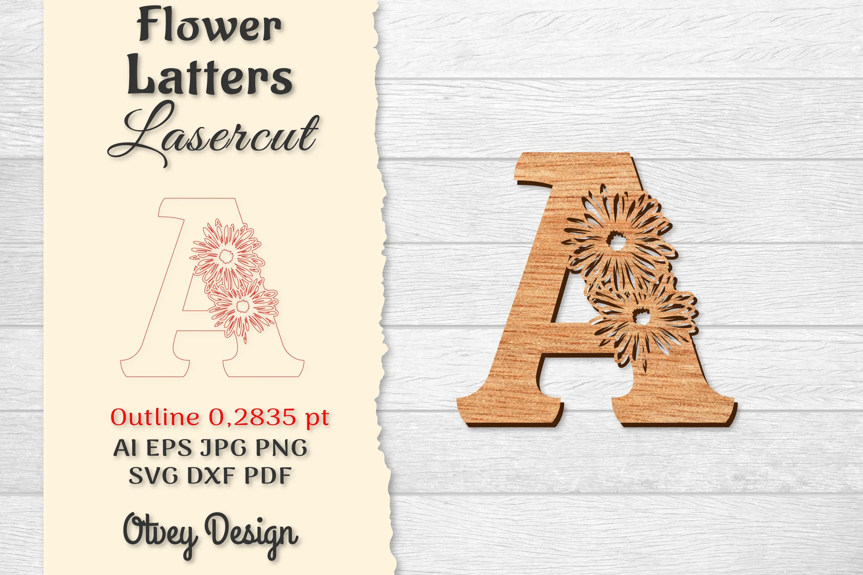 Flower Letters Laser Cut SVG Bundle