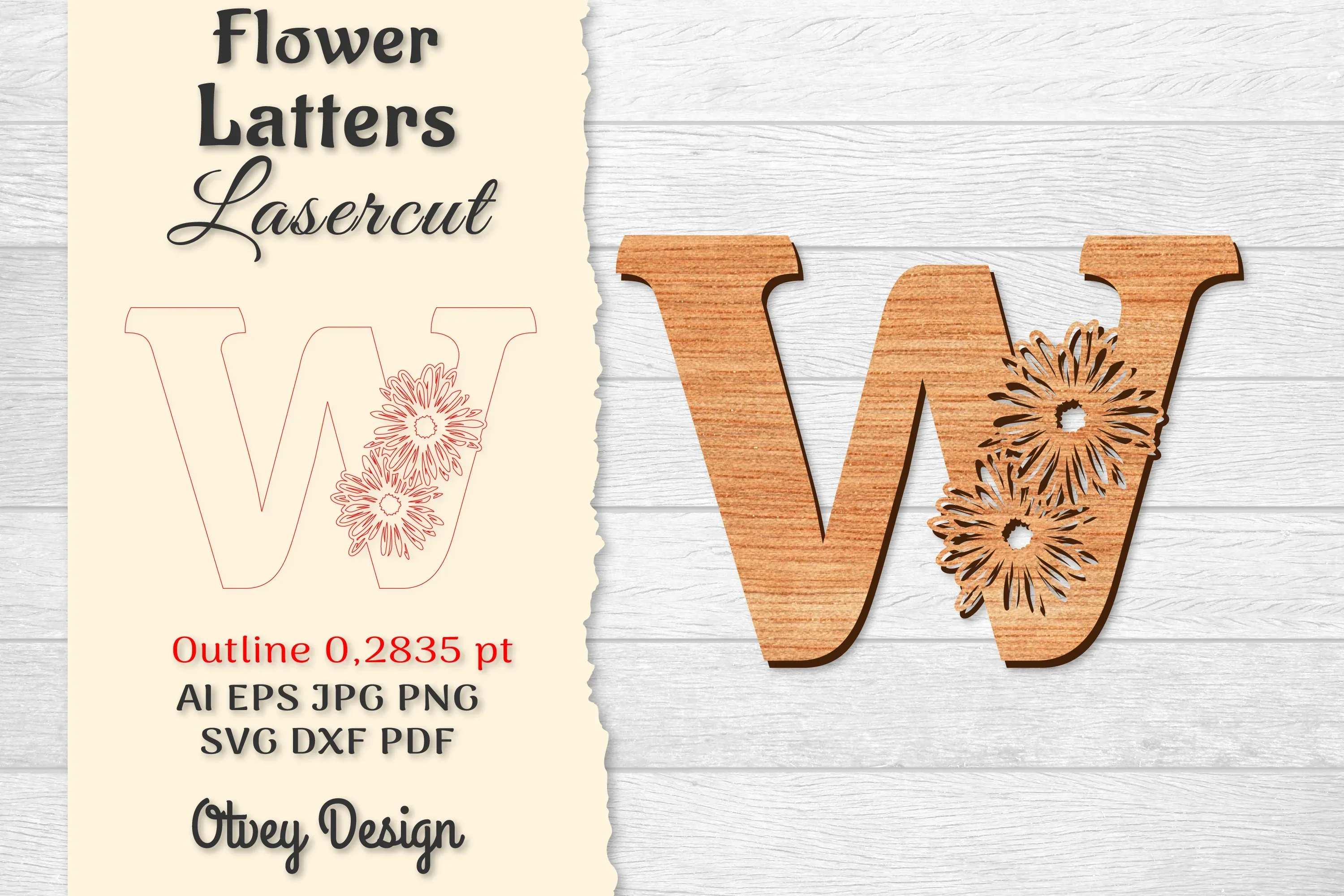 Flower Letters Laser Cut SVG Bundle