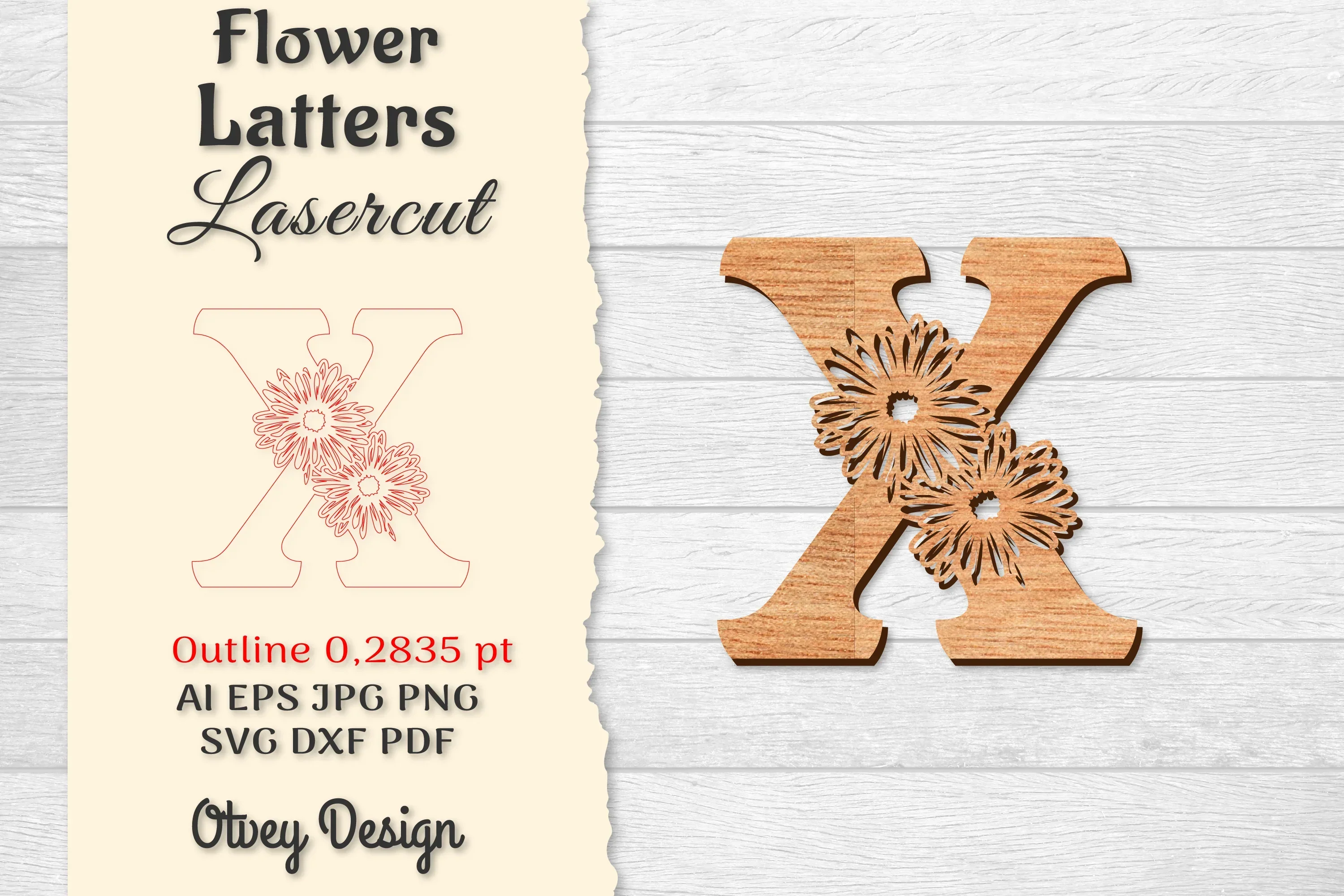Flower Letters Laser Cut SVG Bundle