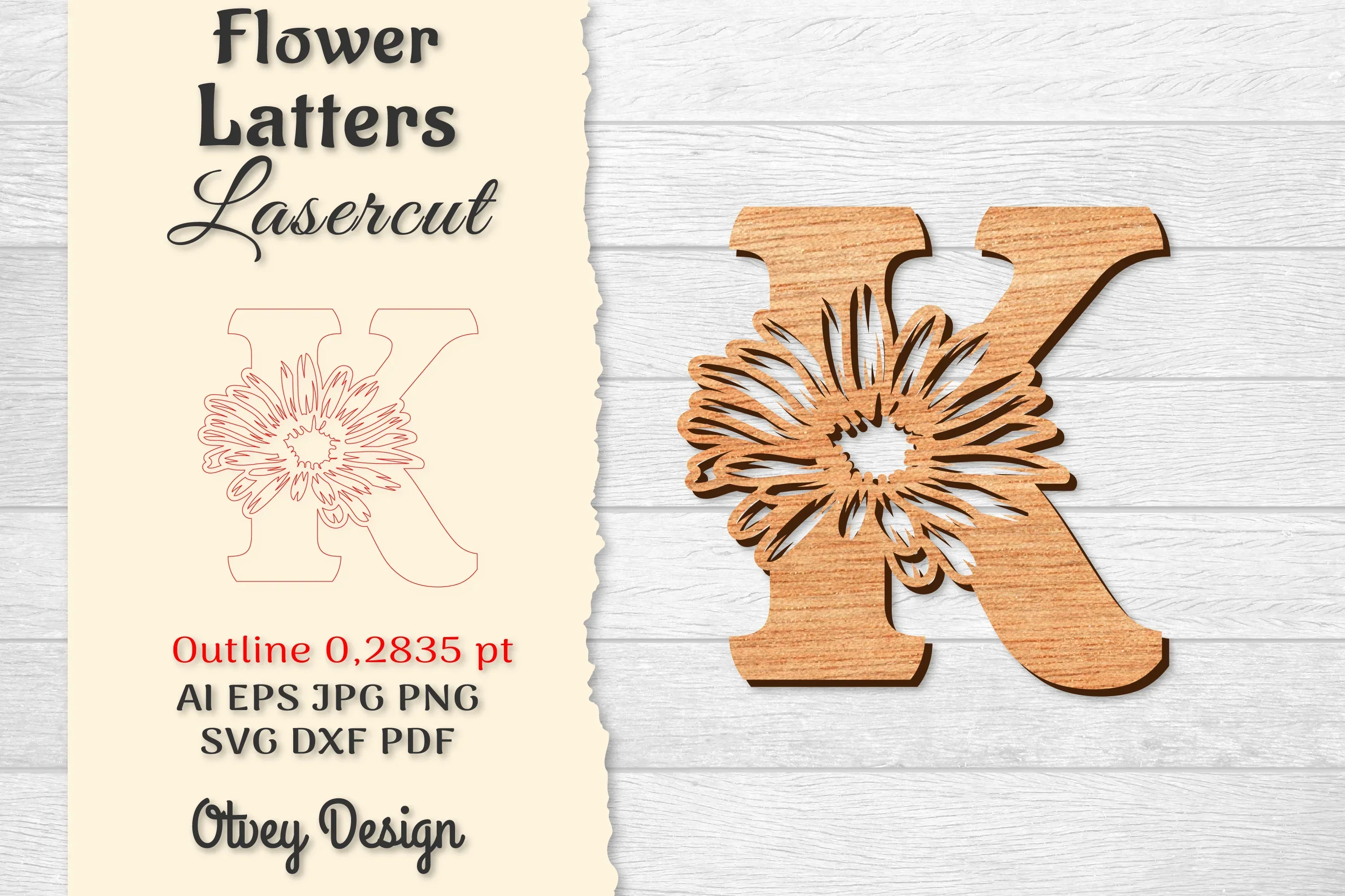 Flower Letters Laser Cut SVG Bundle