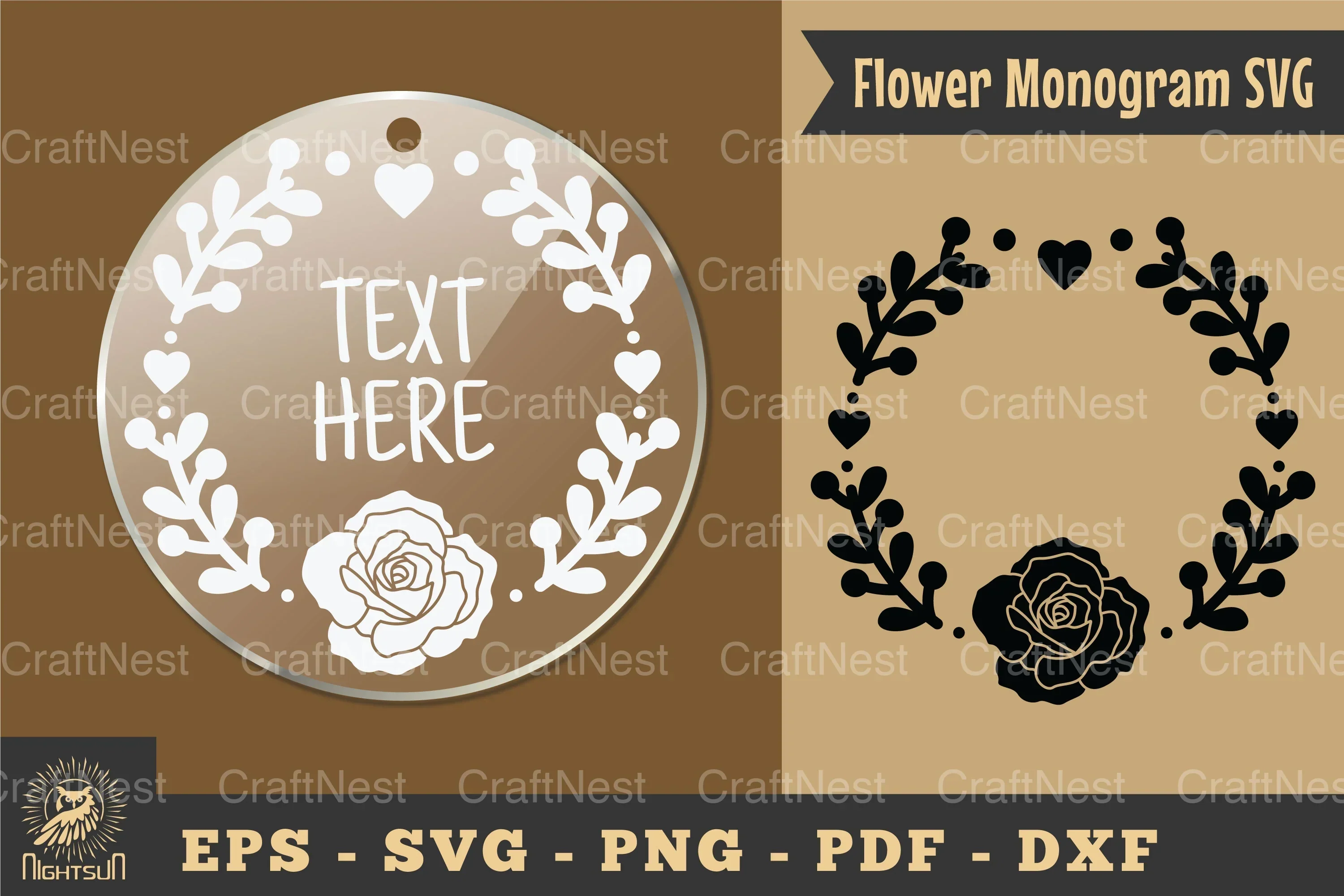 Flower Monogram Silhouette Clipart Bundle