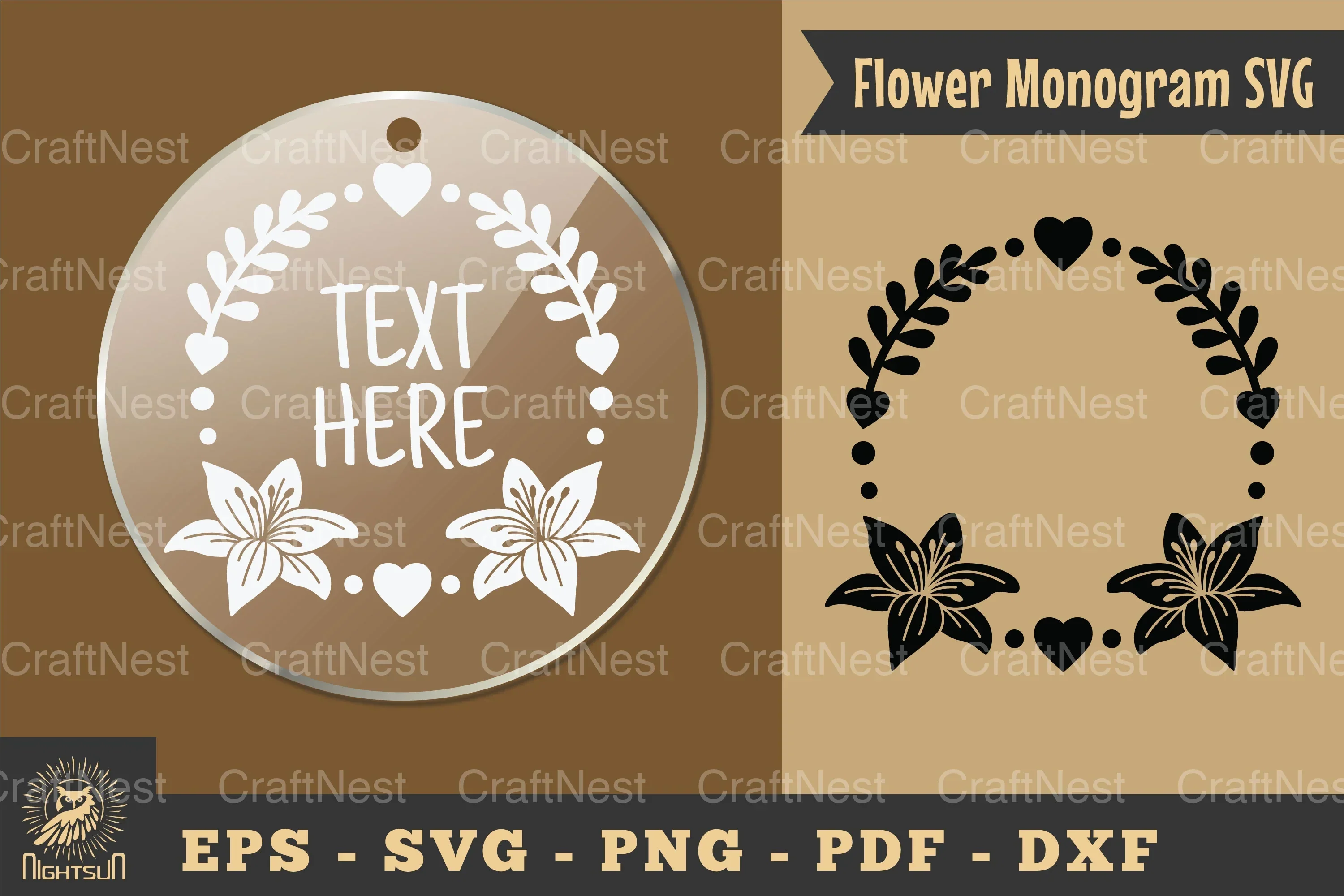 Flower Monogram Silhouette Clipart Bundle