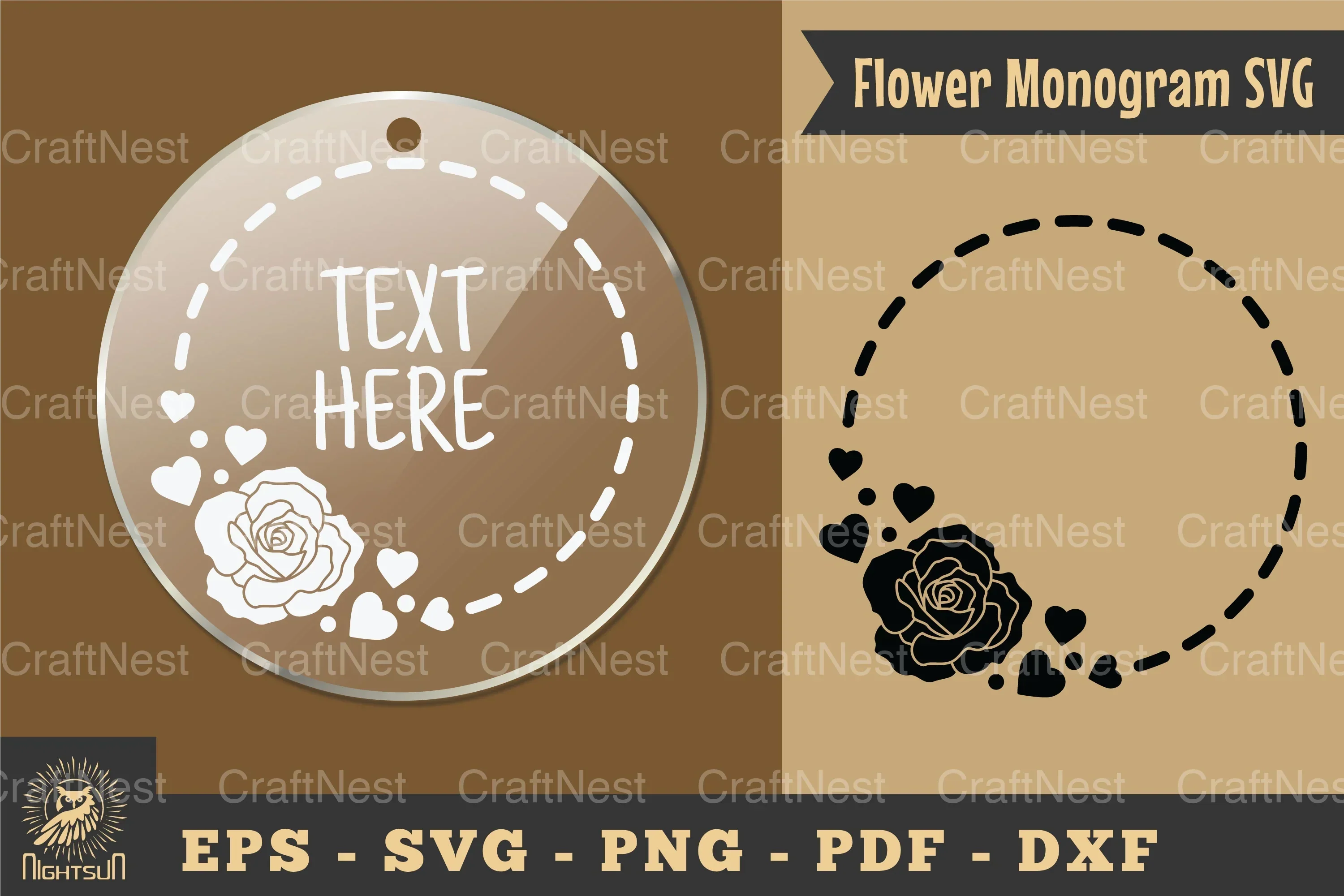 Flower Monogram Silhouette Clipart Bundle