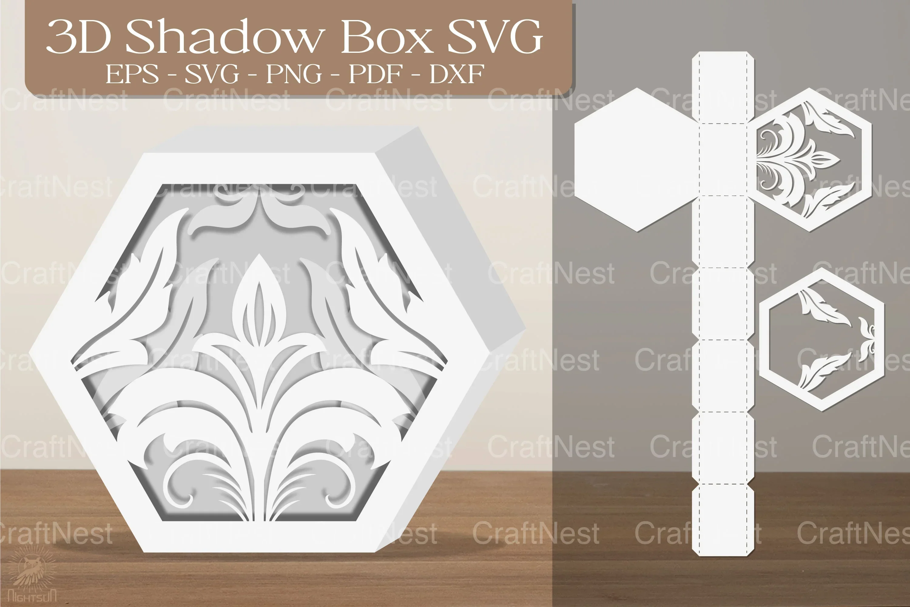 Flower Ornament 3D Shadow Box Papercut Design Bundle