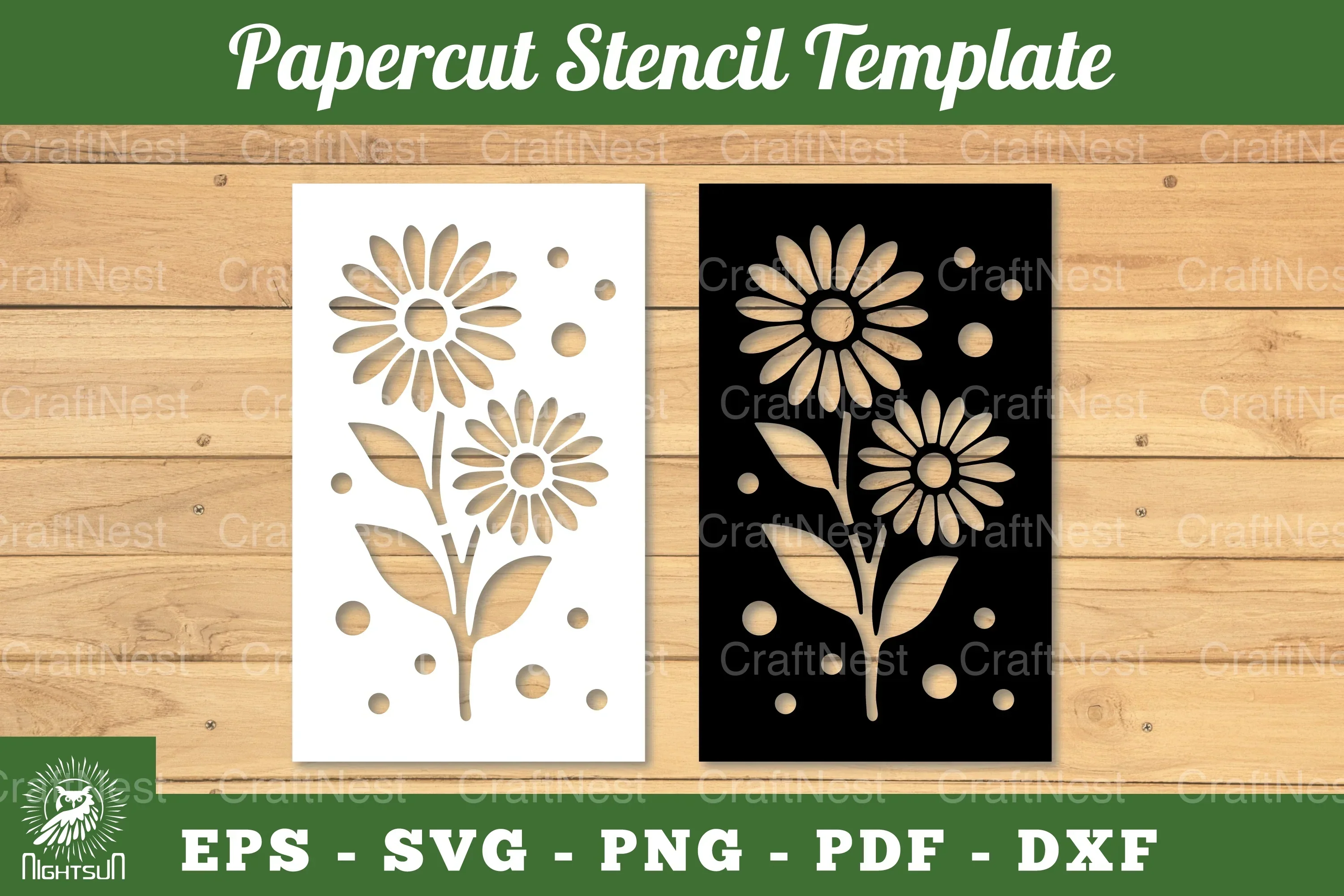 Flower Papercut Stencil Template Clipart Bundle