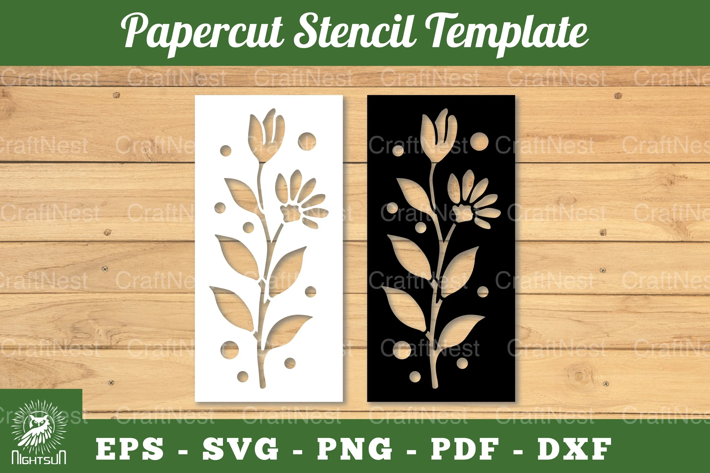 Flower Papercut Stencil Template Clipart Bundle