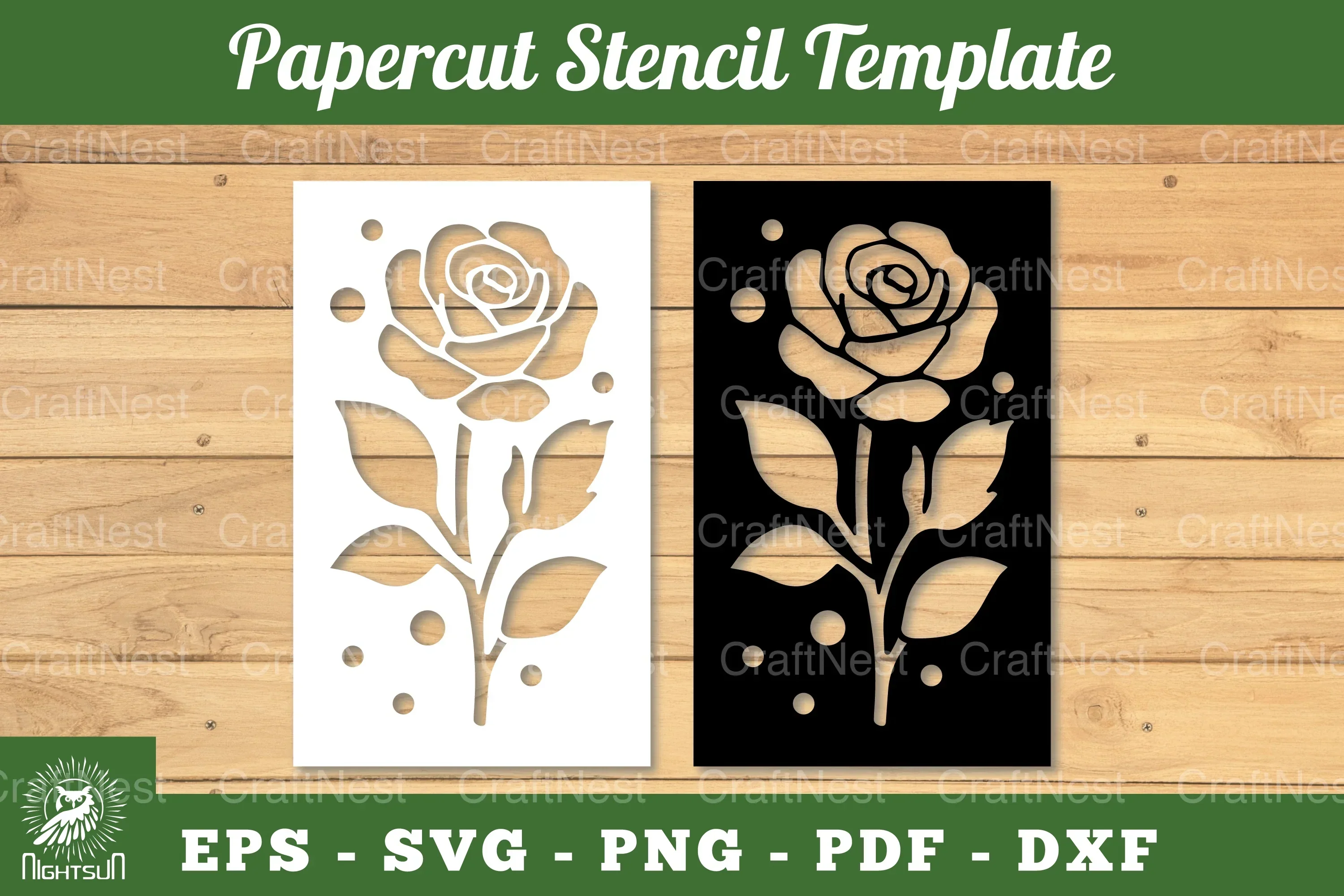 Flower Papercut Stencil Template Clipart Bundle